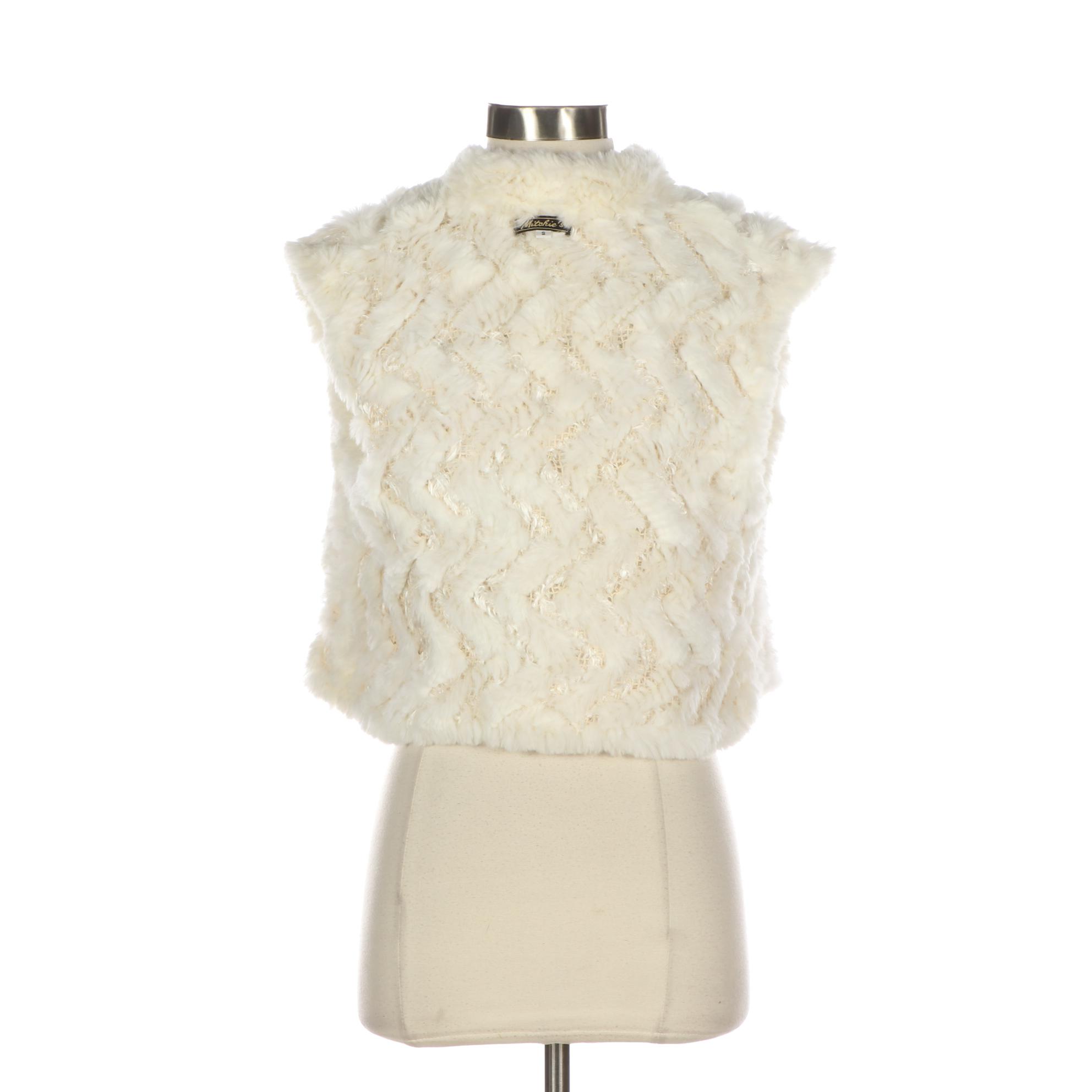 Woven White Rabbit Fur Vest from Mitchie's Matchings