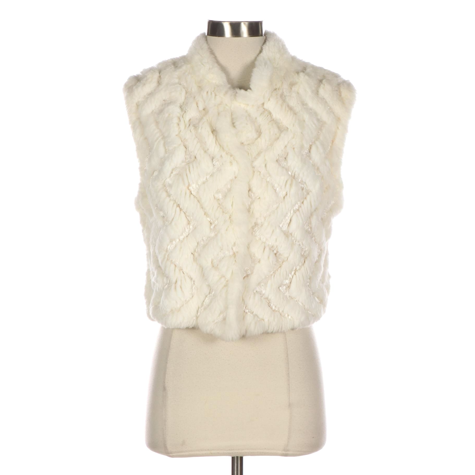 Woven White Rabbit Fur Vest from Mitchie's Matchings