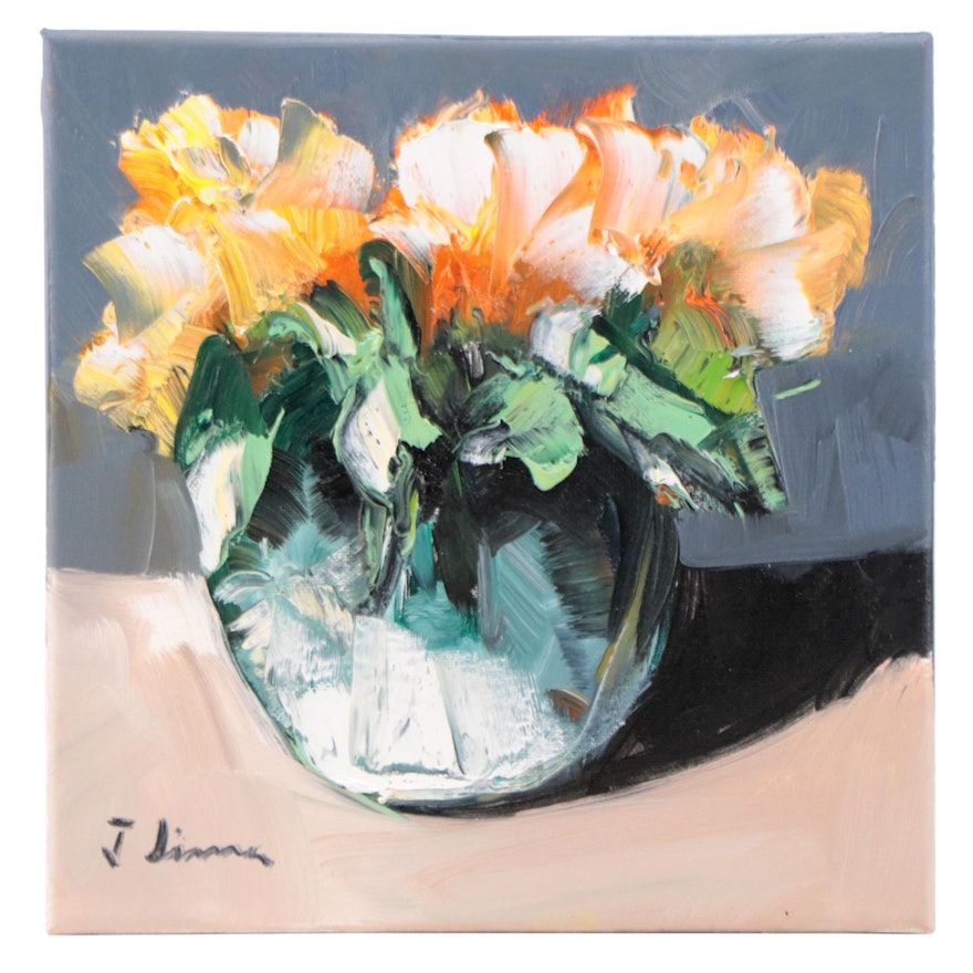 José M. Lima Floral Still Life Oil Painting, 2022