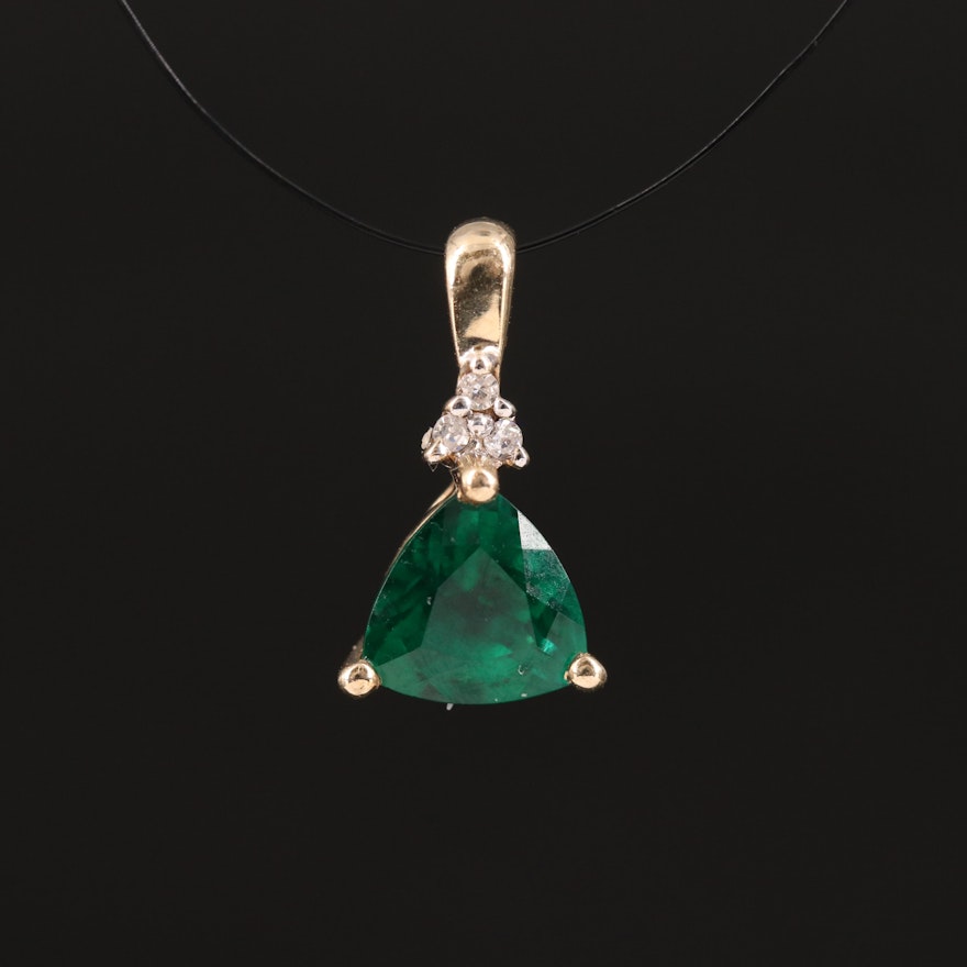 10K Emerald and Diamond Pendant