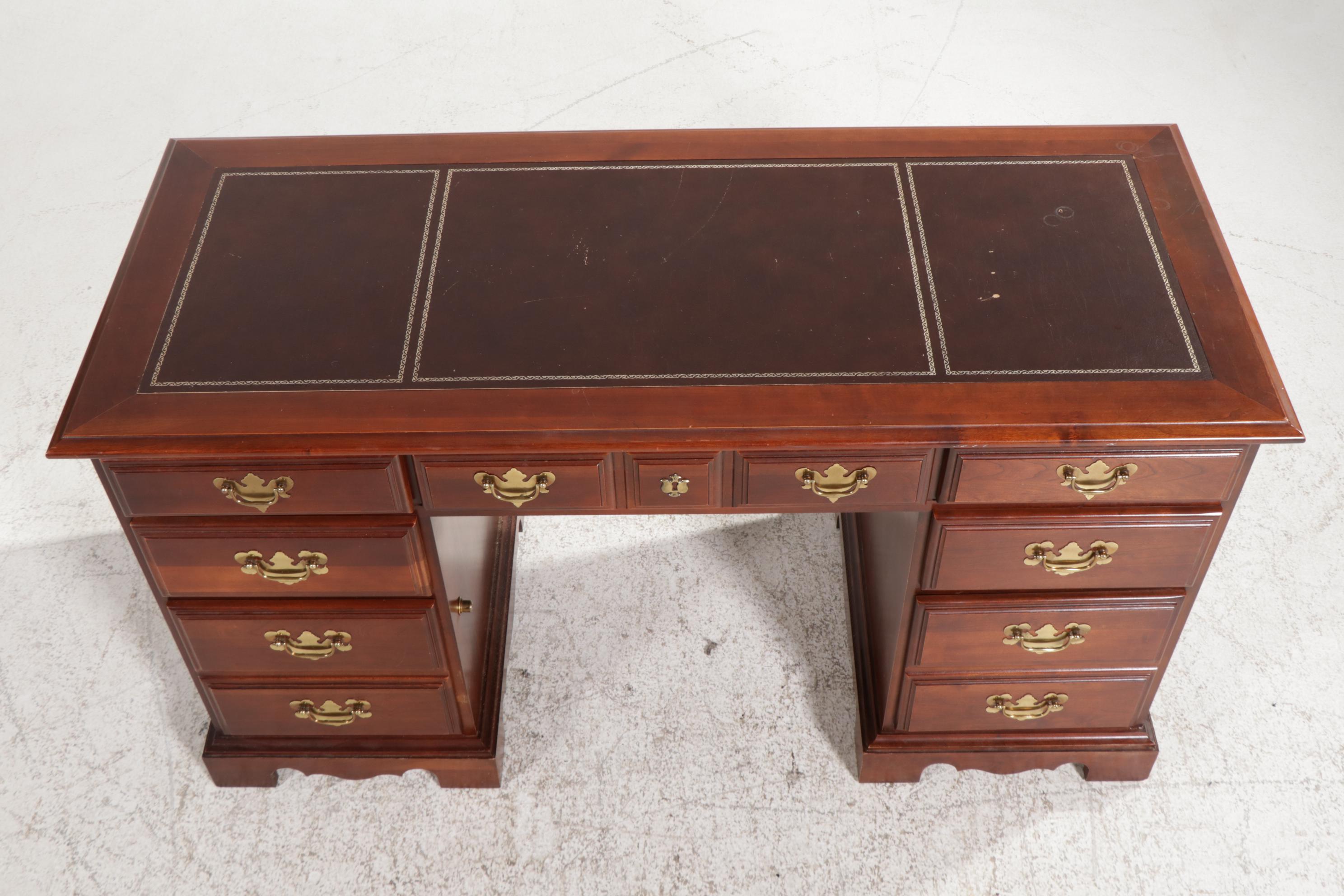Broyhill George III Style Cherry Finished Desk, Late 20th Century