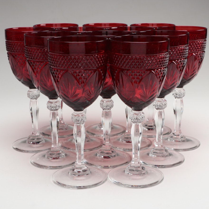 Cristal D'Arques-Durand "Antique Ruby" Glass Water Goblets, 1999-2008