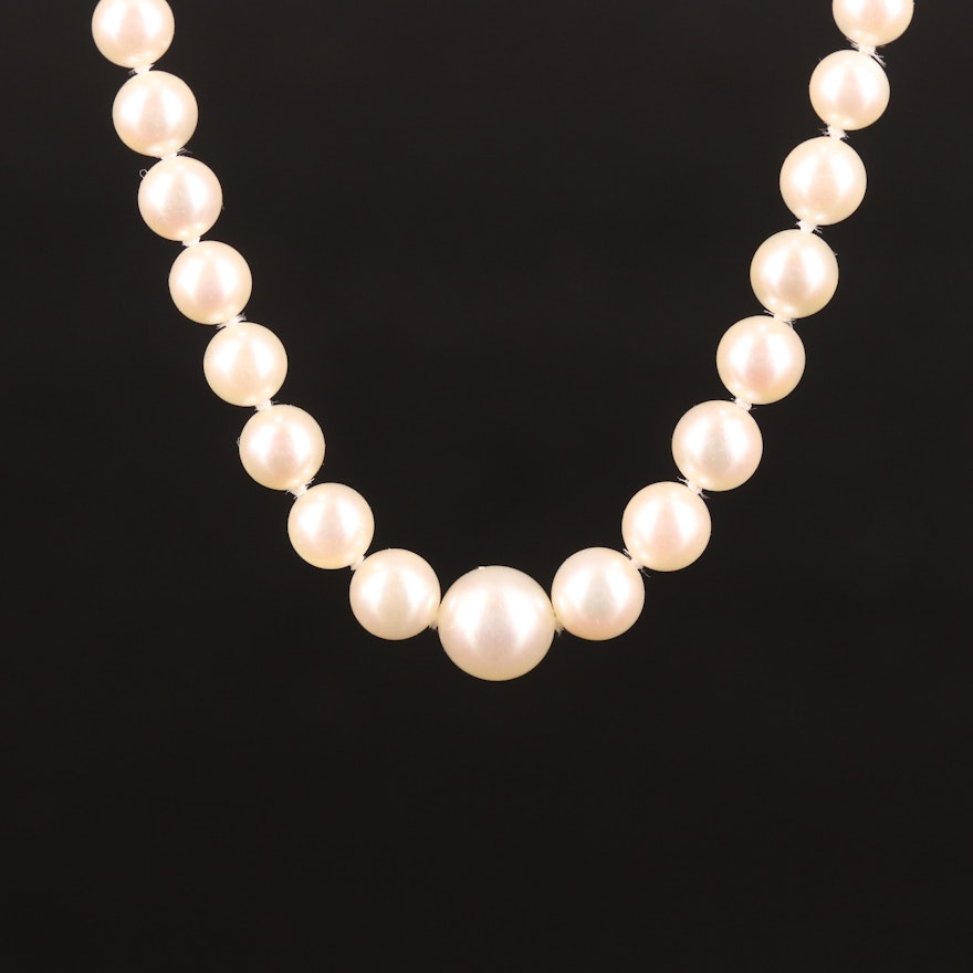 Graduated Pearl Necklace with 18K Cartier Clasp with GIA Report