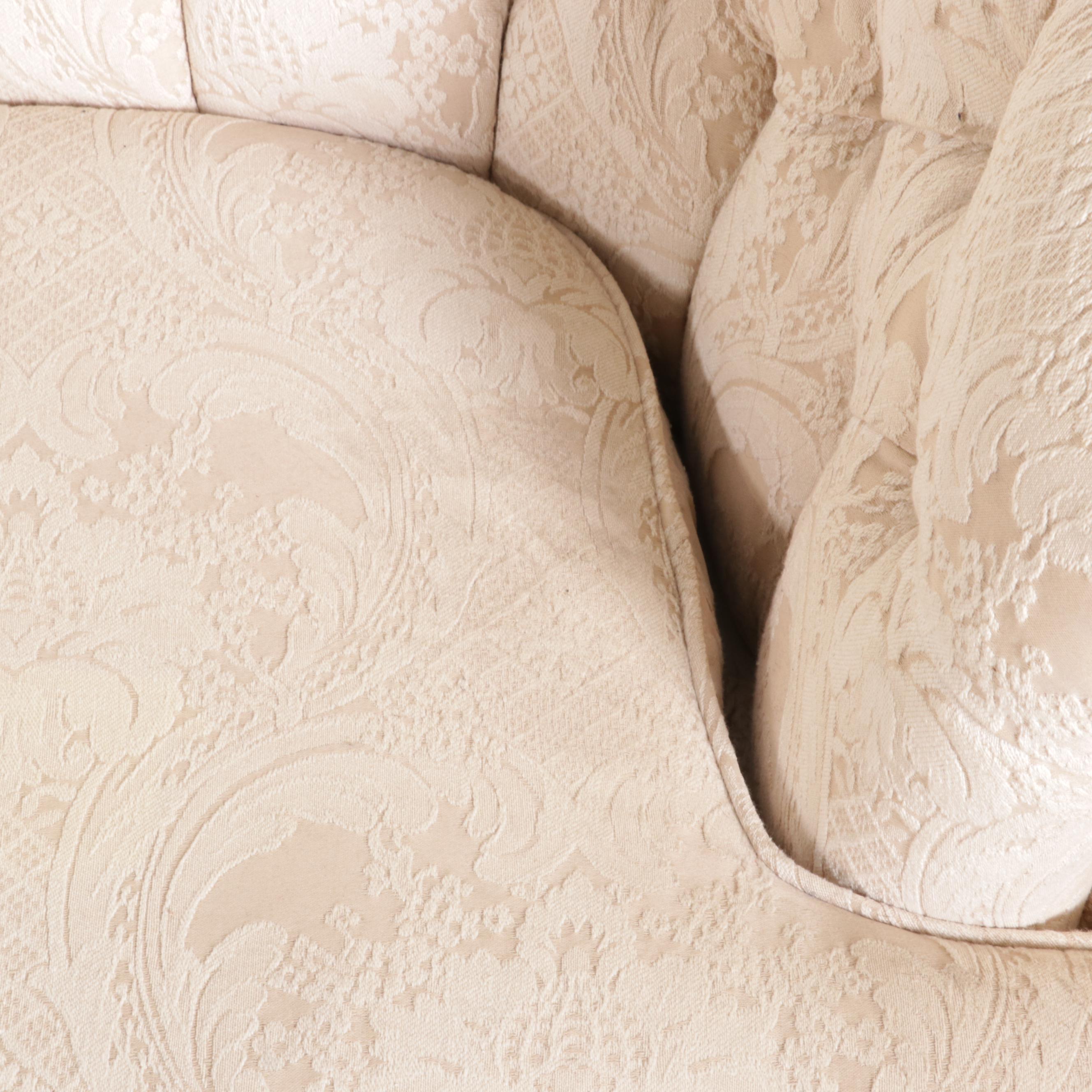 Curved Back Button Tufted Upholstered Sofa, Mid to Late 20th Century