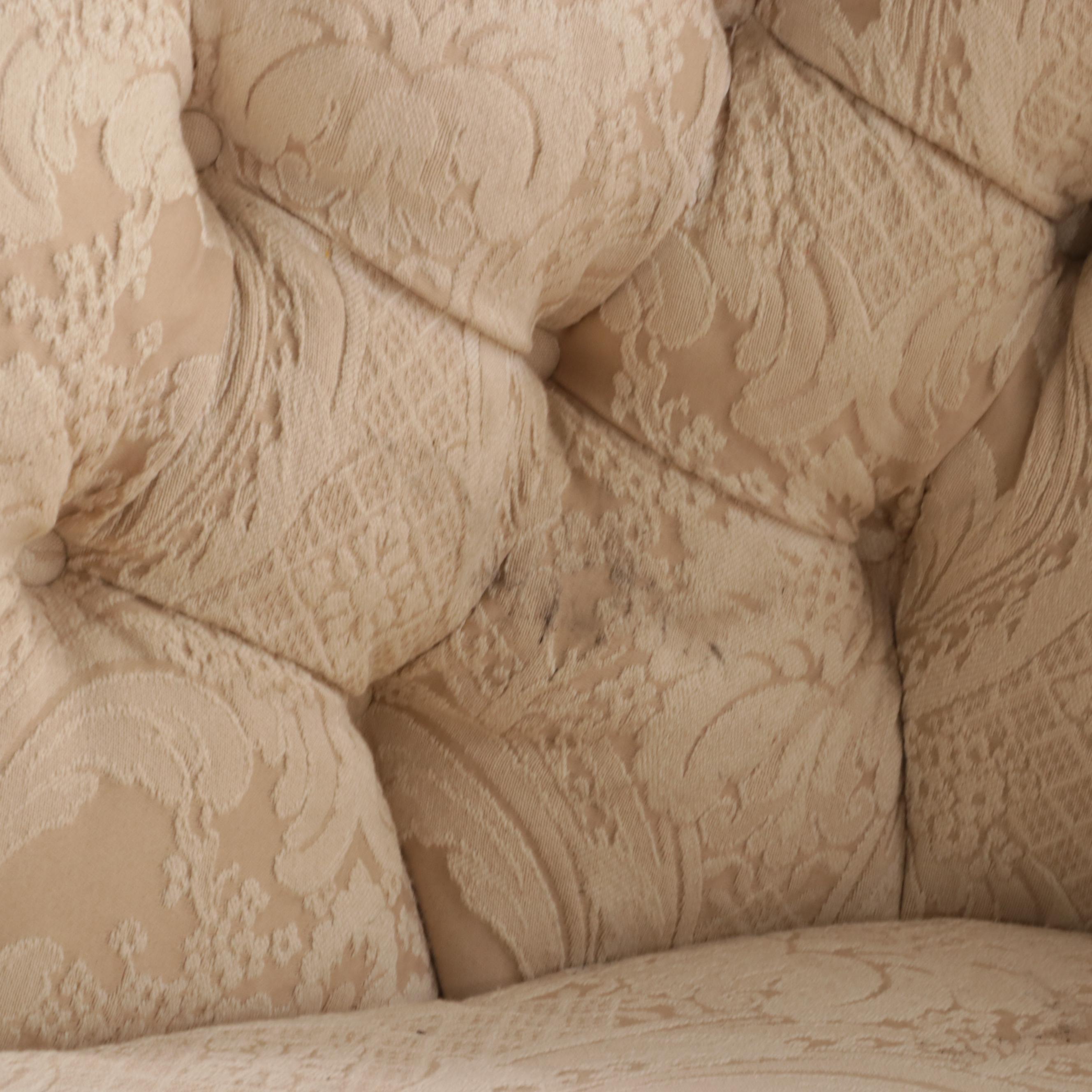 Curved Back Button Tufted Upholstered Sofa, Mid to Late 20th Century