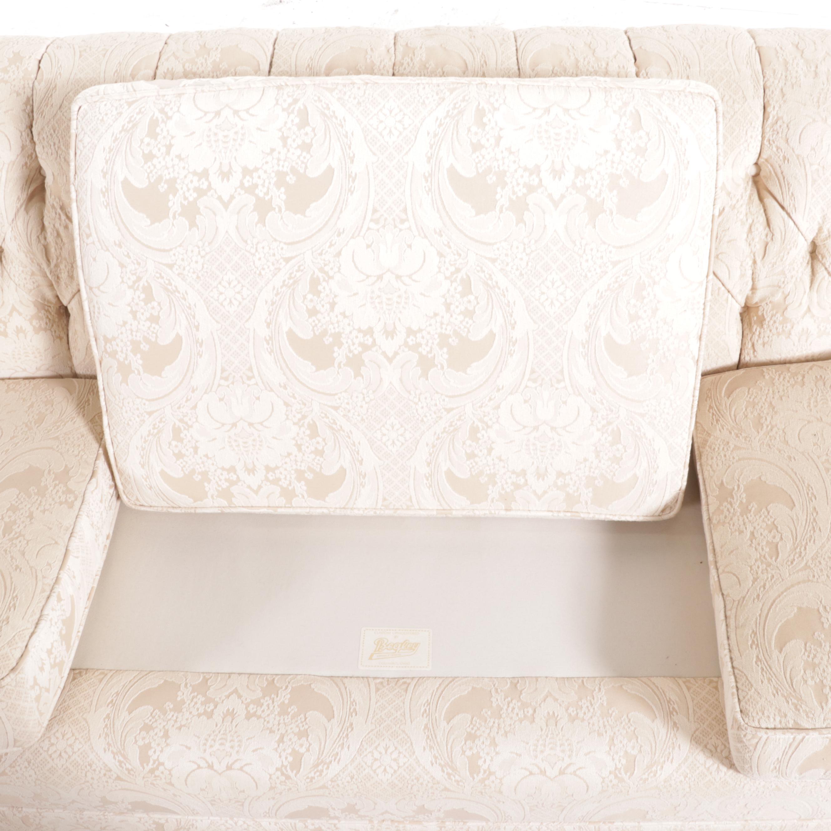 Curved Back Button Tufted Upholstered Sofa, Mid to Late 20th Century