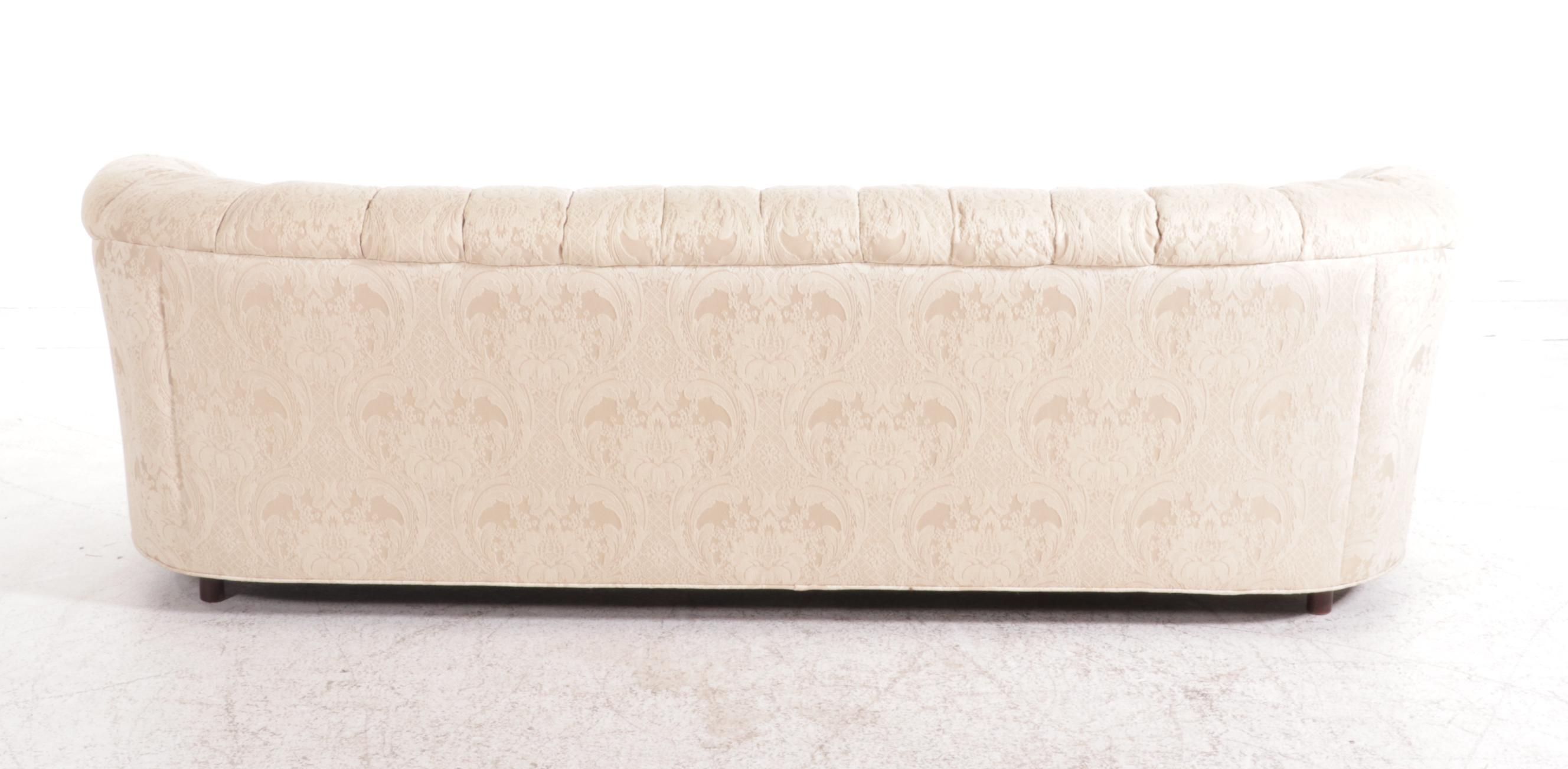 Curved Back Button Tufted Upholstered Sofa, Mid to Late 20th Century