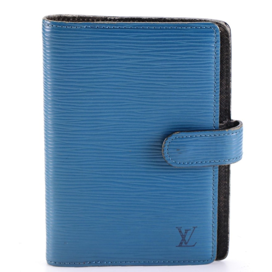 Louis Vuitton 6-Ring Agenda Planner Cover in Blue Epi Leather