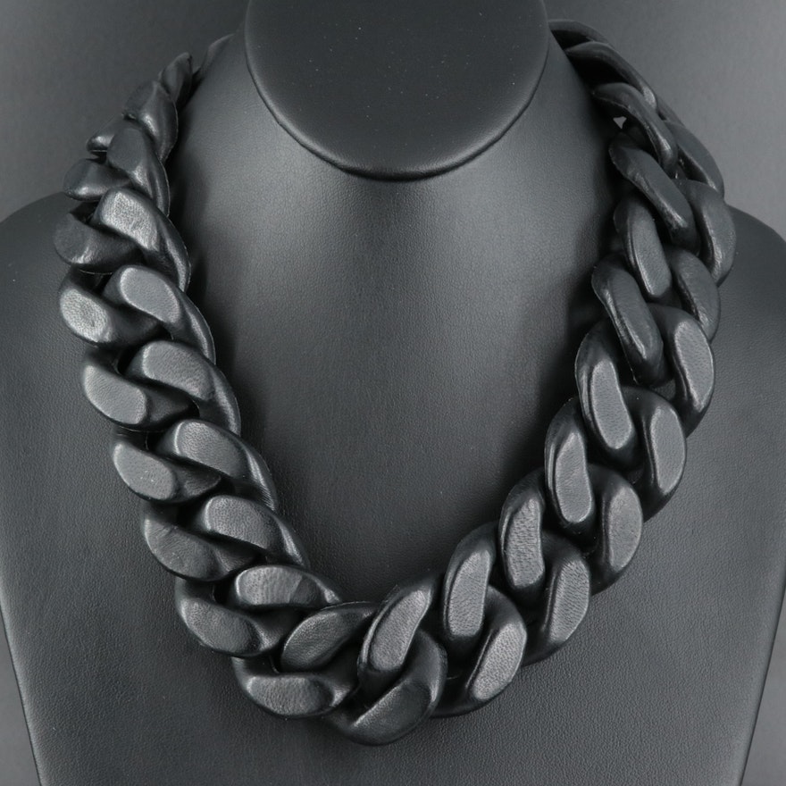 Curb Chain Necklace with Drawstring Pouch