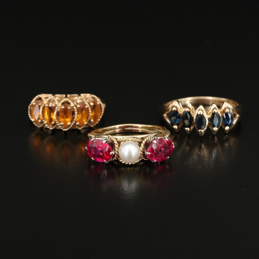 18K, 14K and 10K Pearl and Ruby Ring Selection