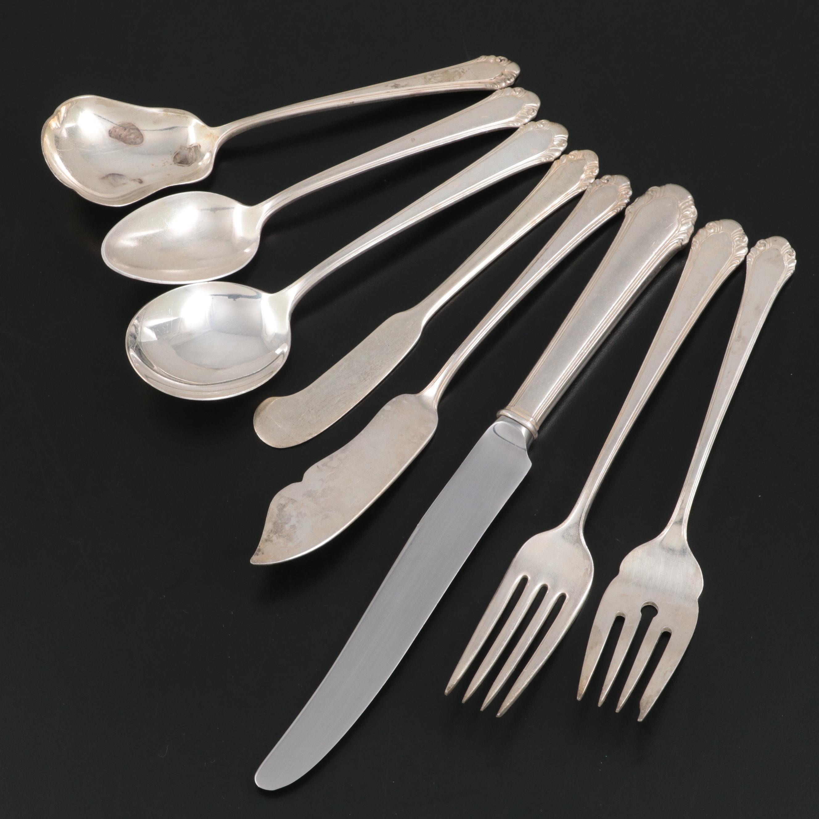 Gorham "Cavalier" Silver Plate Flatware Set For Twelve with Presentation Case