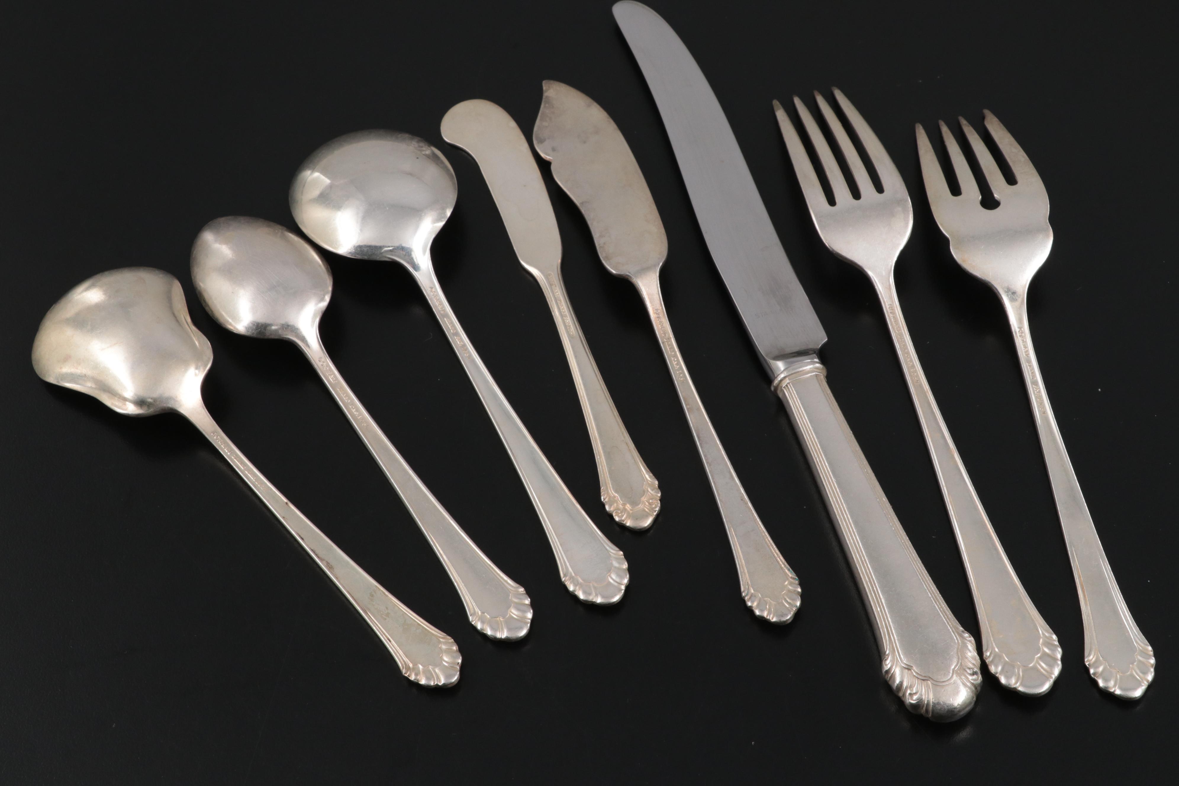 Gorham "Cavalier" Silver Plate Flatware Set For Twelve with Presentation Case