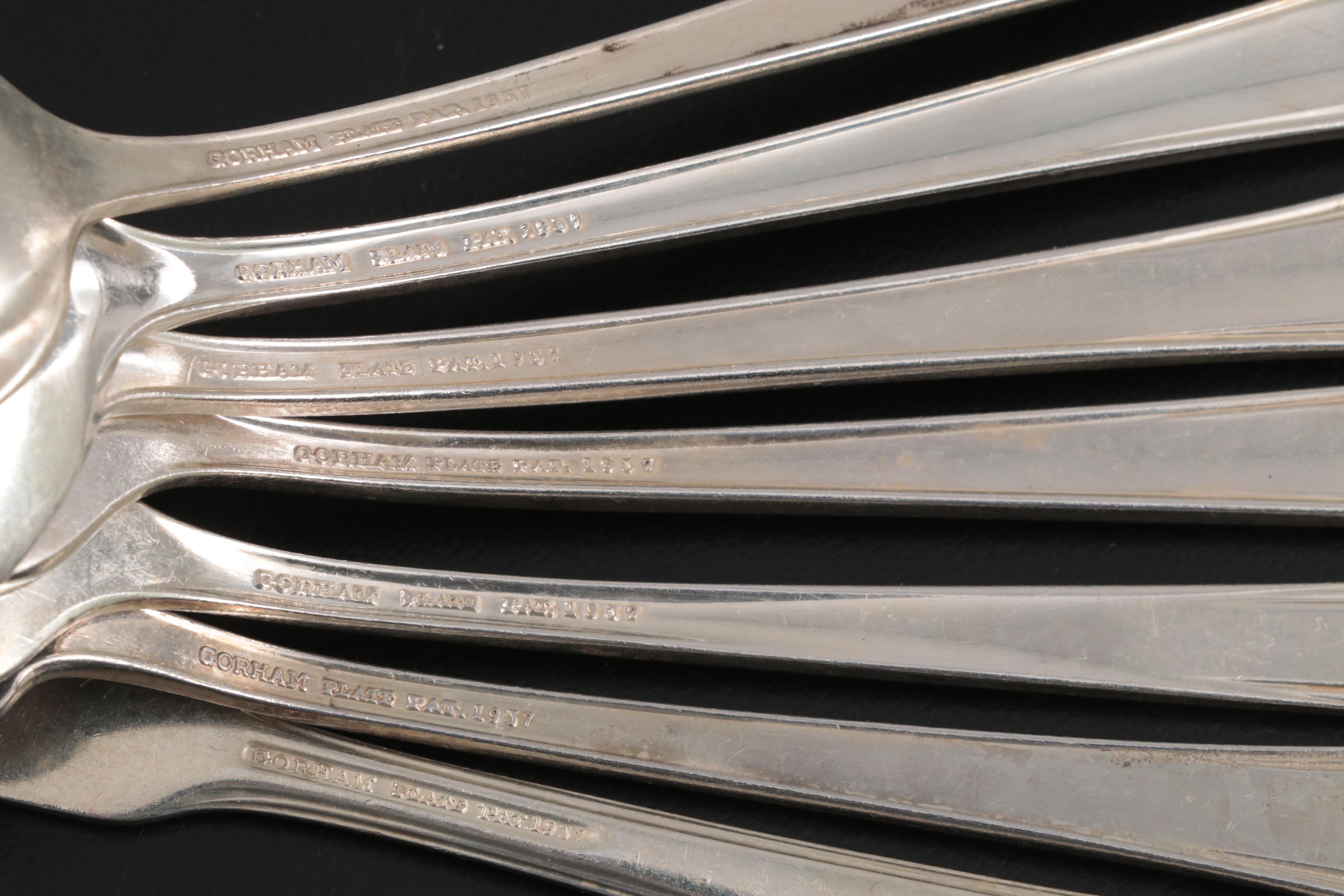 Gorham "Cavalier" Silver Plate Flatware Set For Twelve with Presentation Case