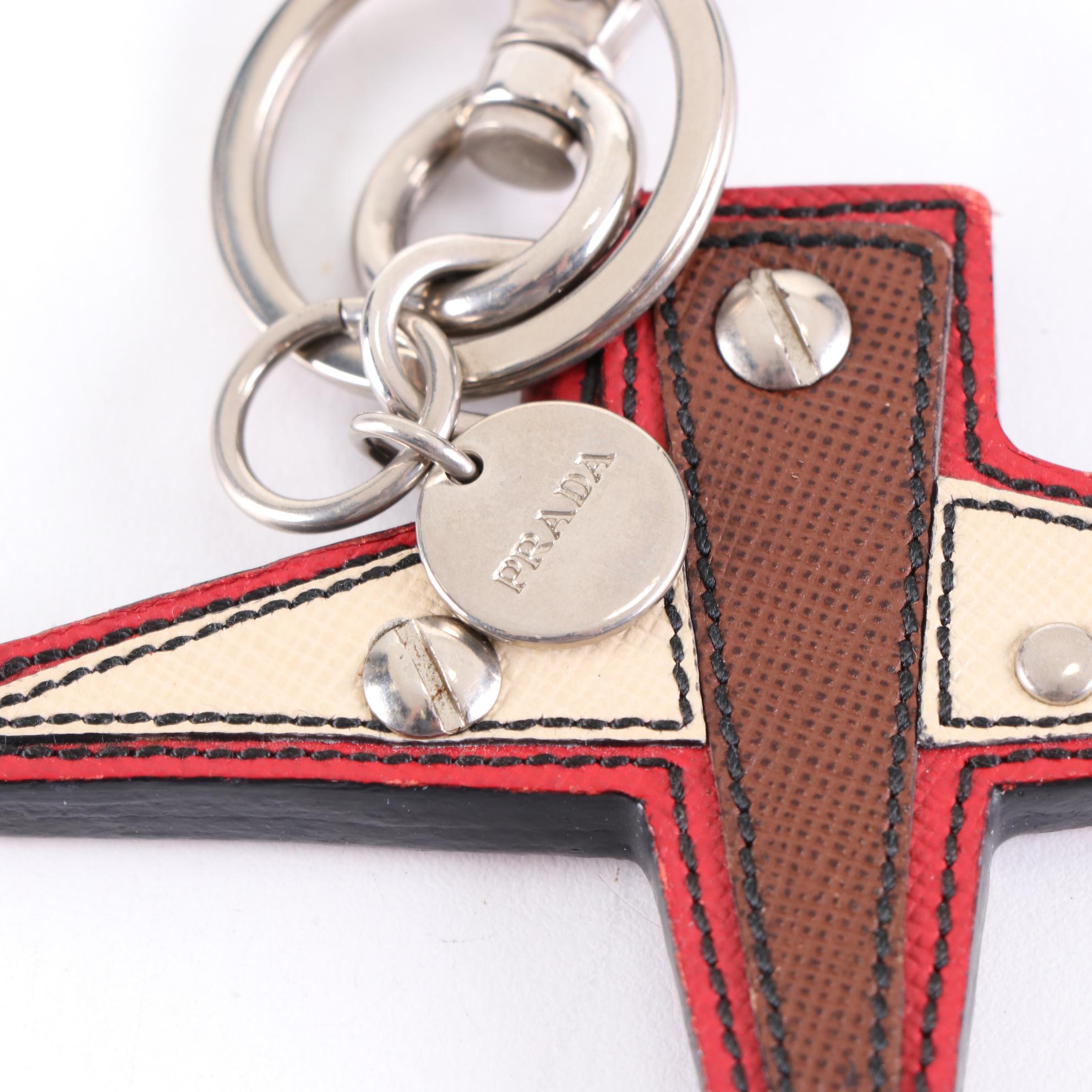 Prada Airplane Bag Charm/Key Ring in Tricolor Saffiano Leather