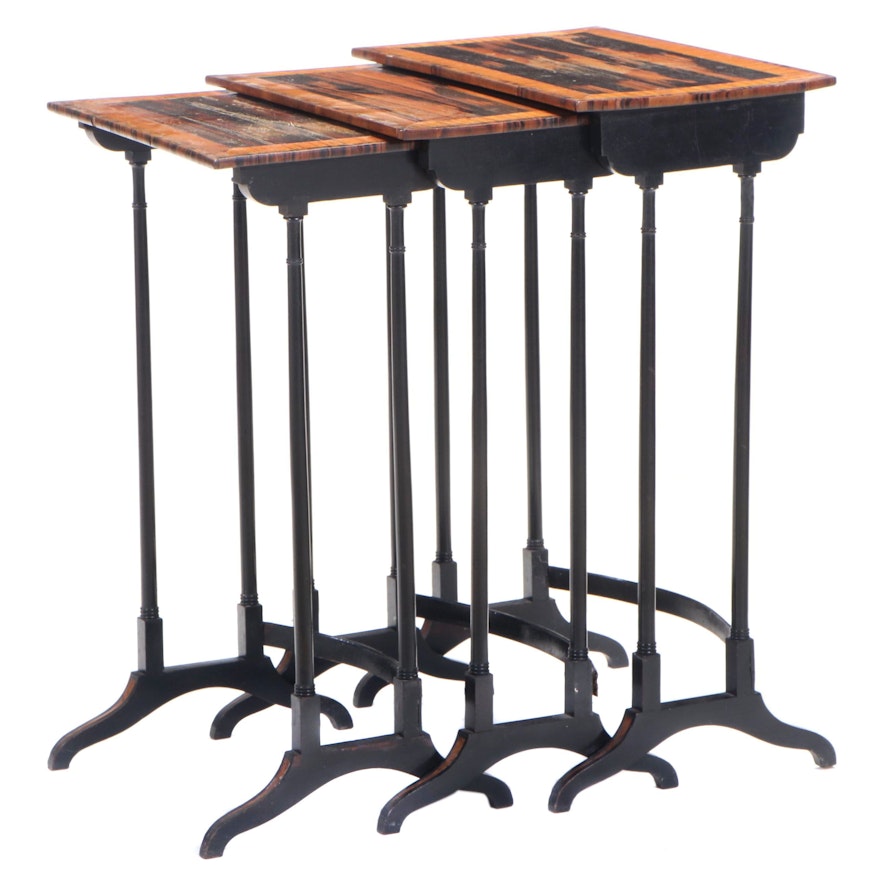 Regency Style Calamander Nesting Tables, Early to Mid-20th Century