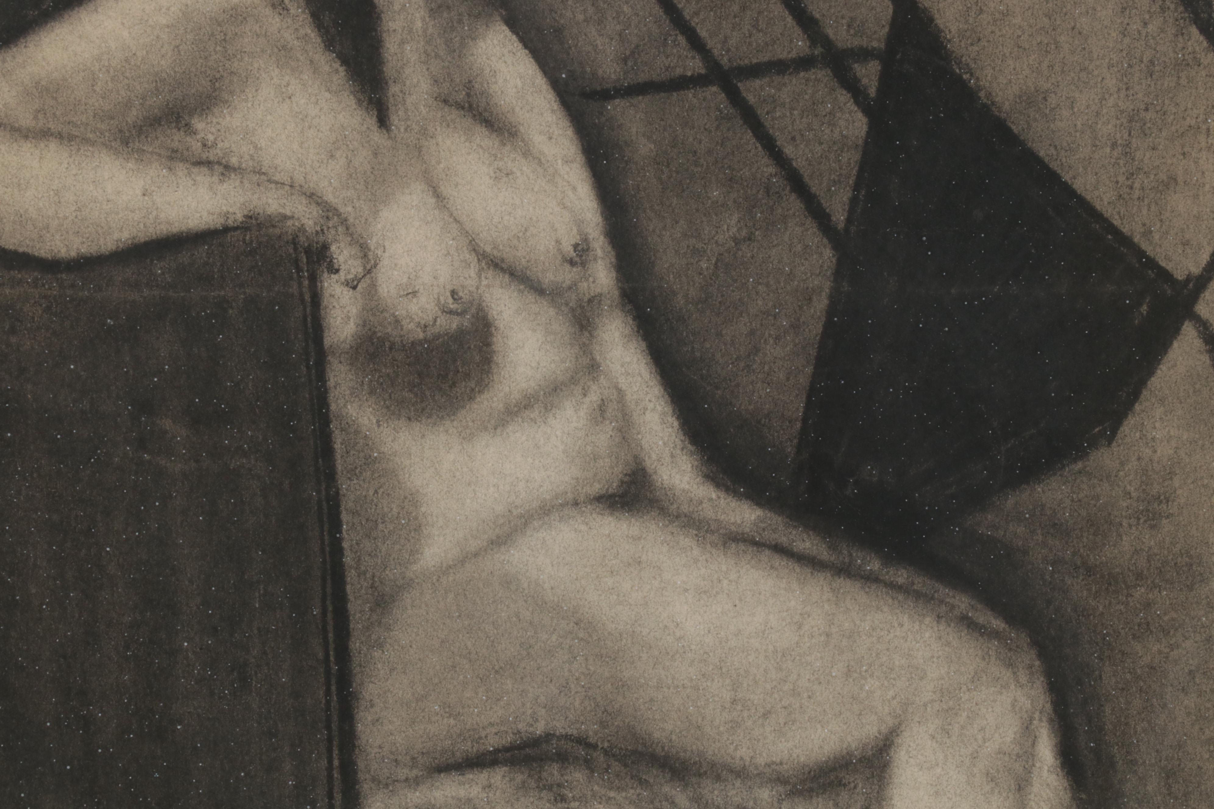 Timothy Gerrity Charcoal Drawings of Female Nude Studies, Mid-Late 20th Century