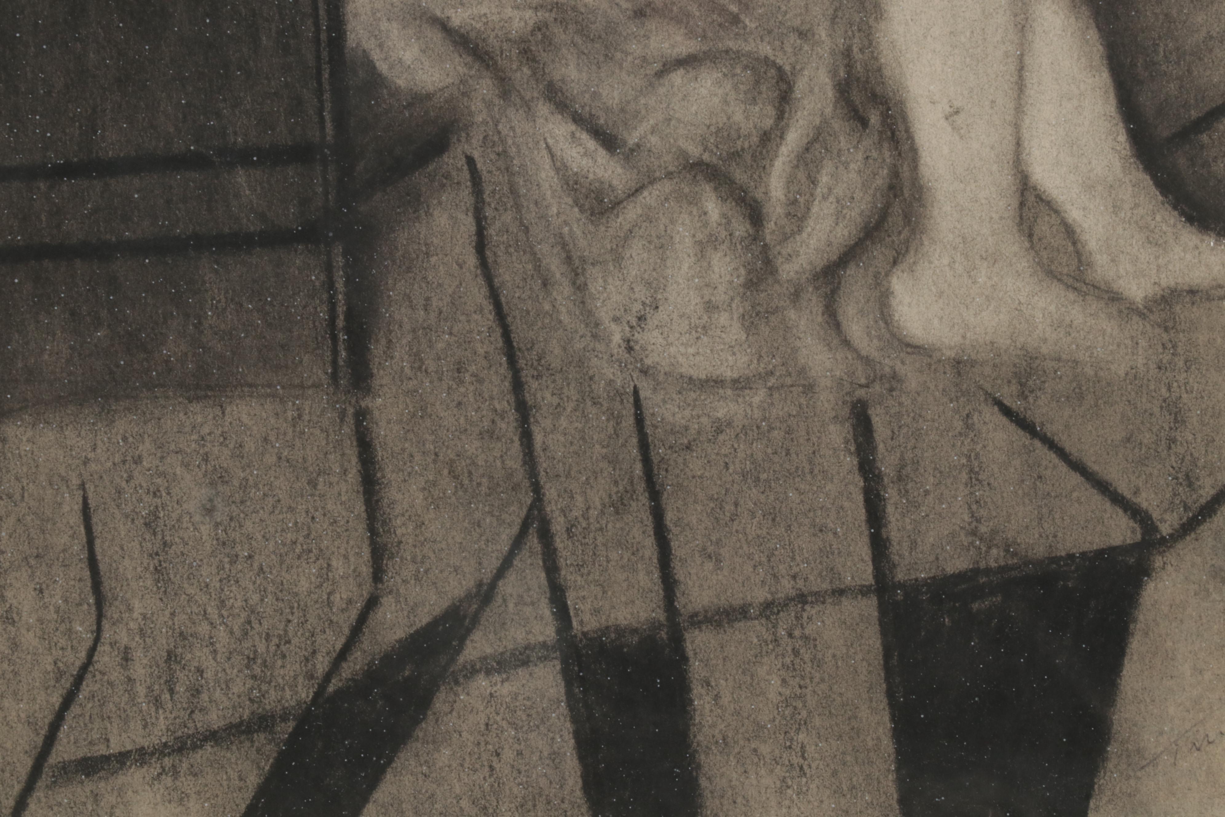 Timothy Gerrity Charcoal Drawings of Female Nude Studies, Mid-Late 20th Century