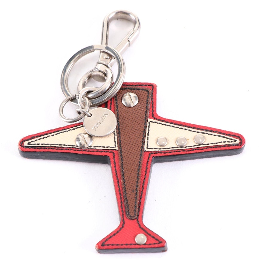 Prada Airplane Bag Charm/Key Ring in Tricolor Saffiano Leather