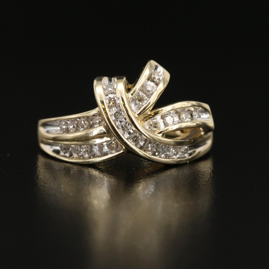 14K 0.28 CTW Diamond Crossover Ring