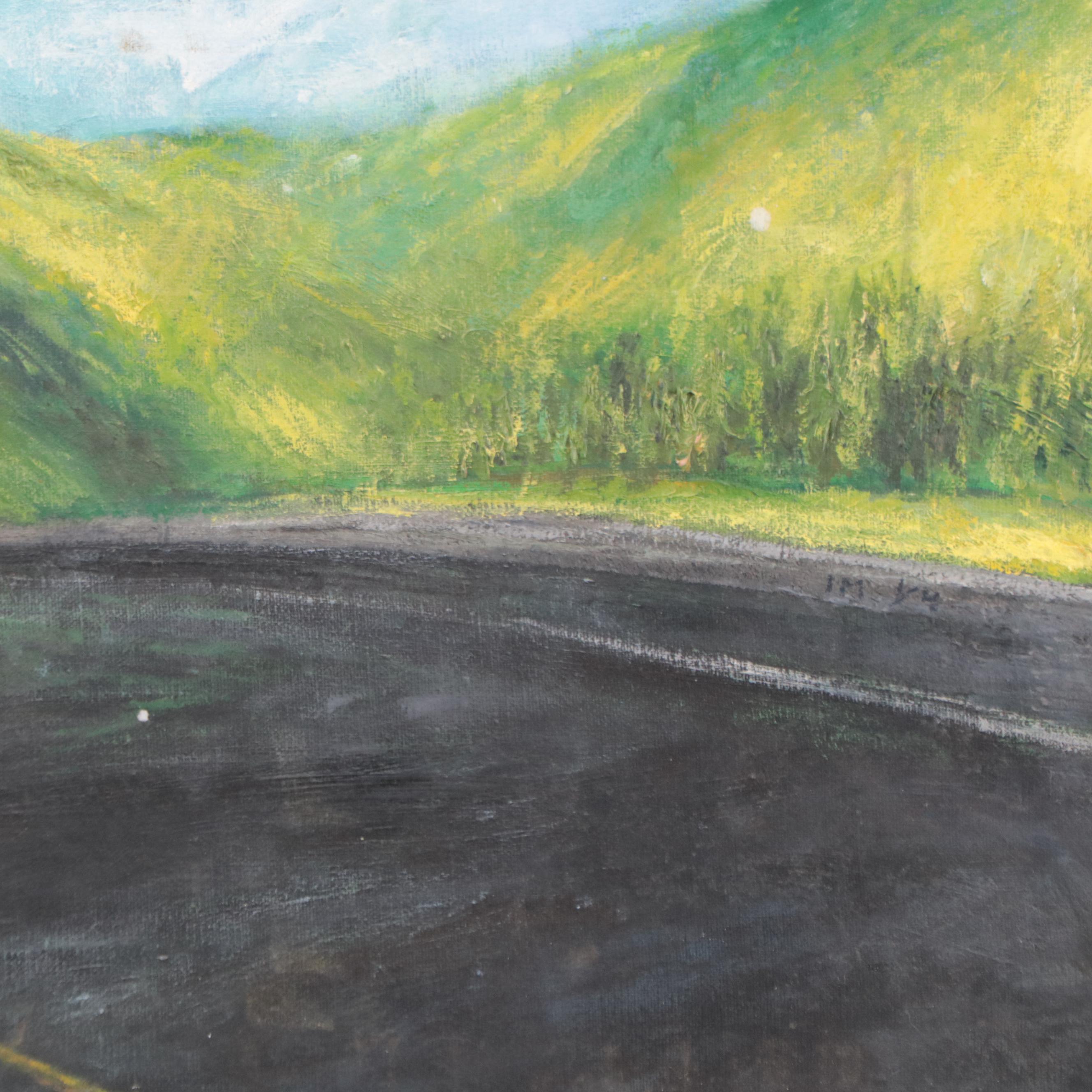 Isaac Monteiro Road Landscape Oil Painting, 1989