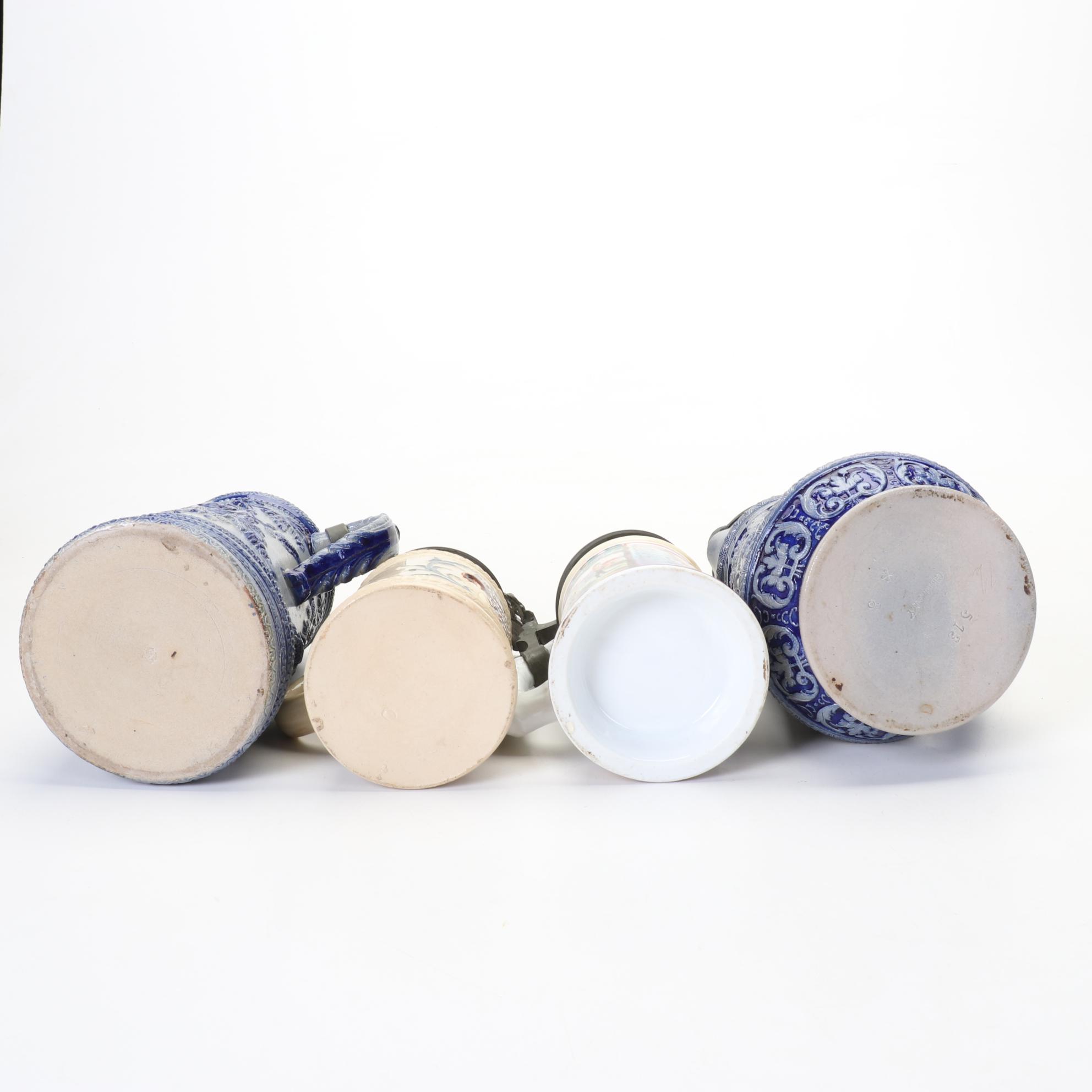 German Beer Steins Featuring Salt-Glazed and Commemorative Regimental Lithophane