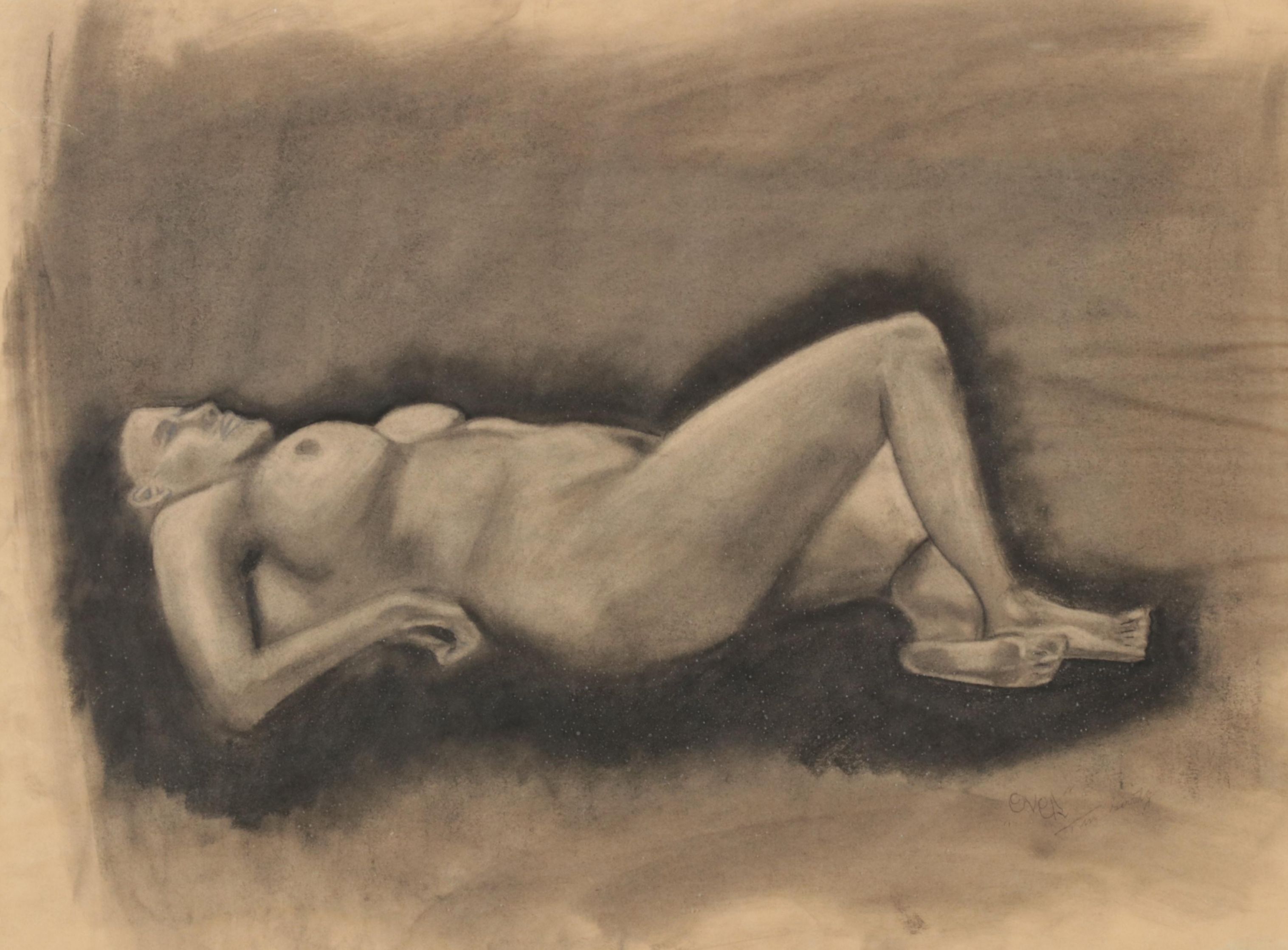 Timothy Gerrity Charcoal Drawings of Female Nude Studies, Mid-Late 20th Century