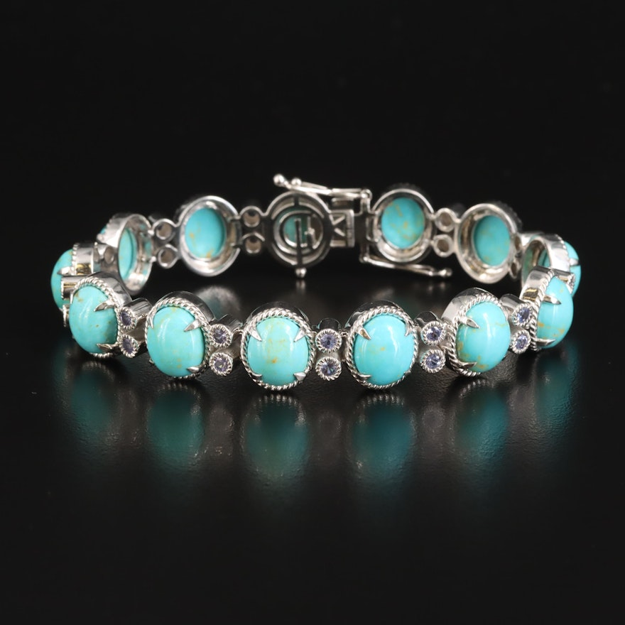 Sterling Turquoise and Tanzanite Bracelet