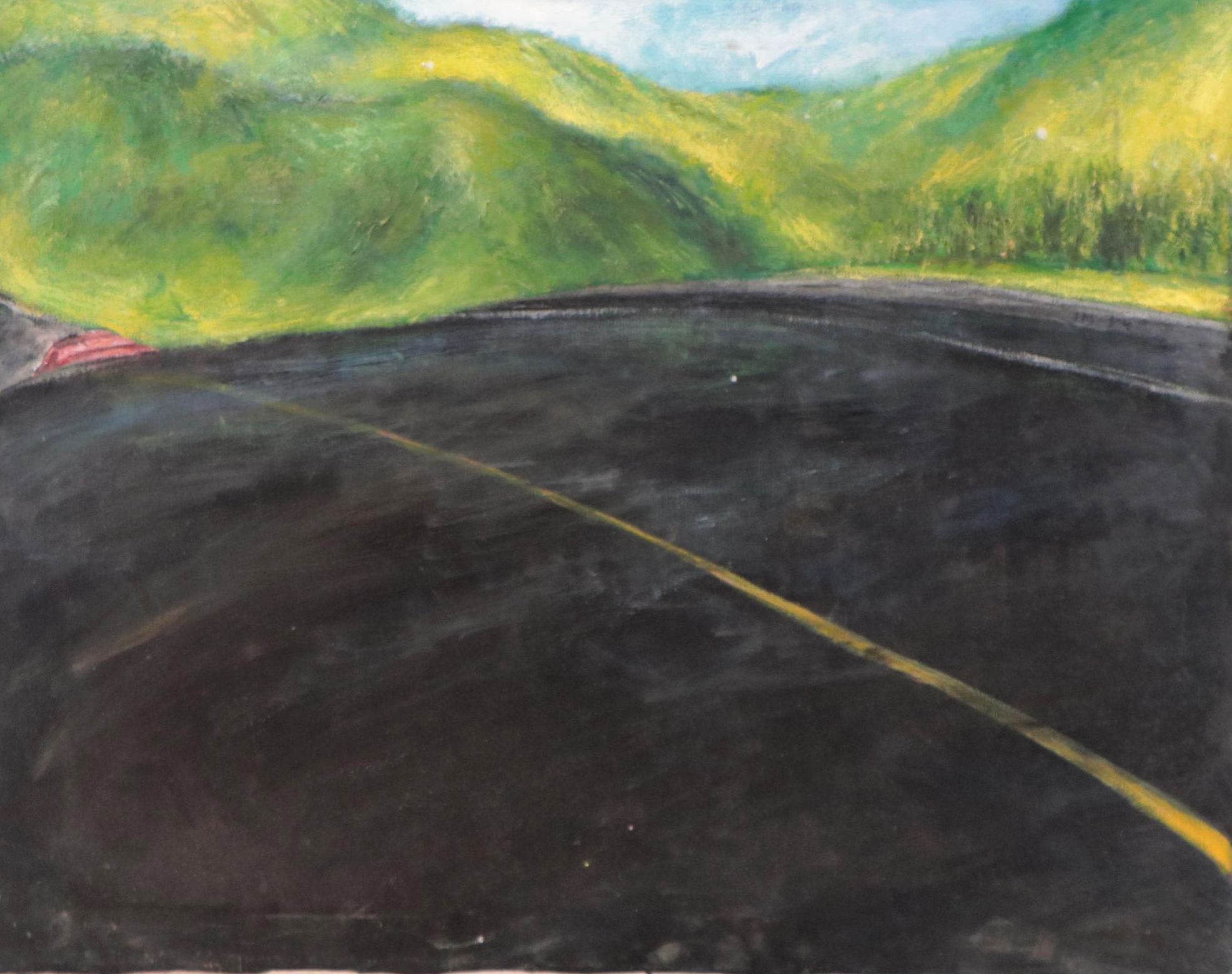 Isaac Monteiro Road Landscape Oil Painting, 1989