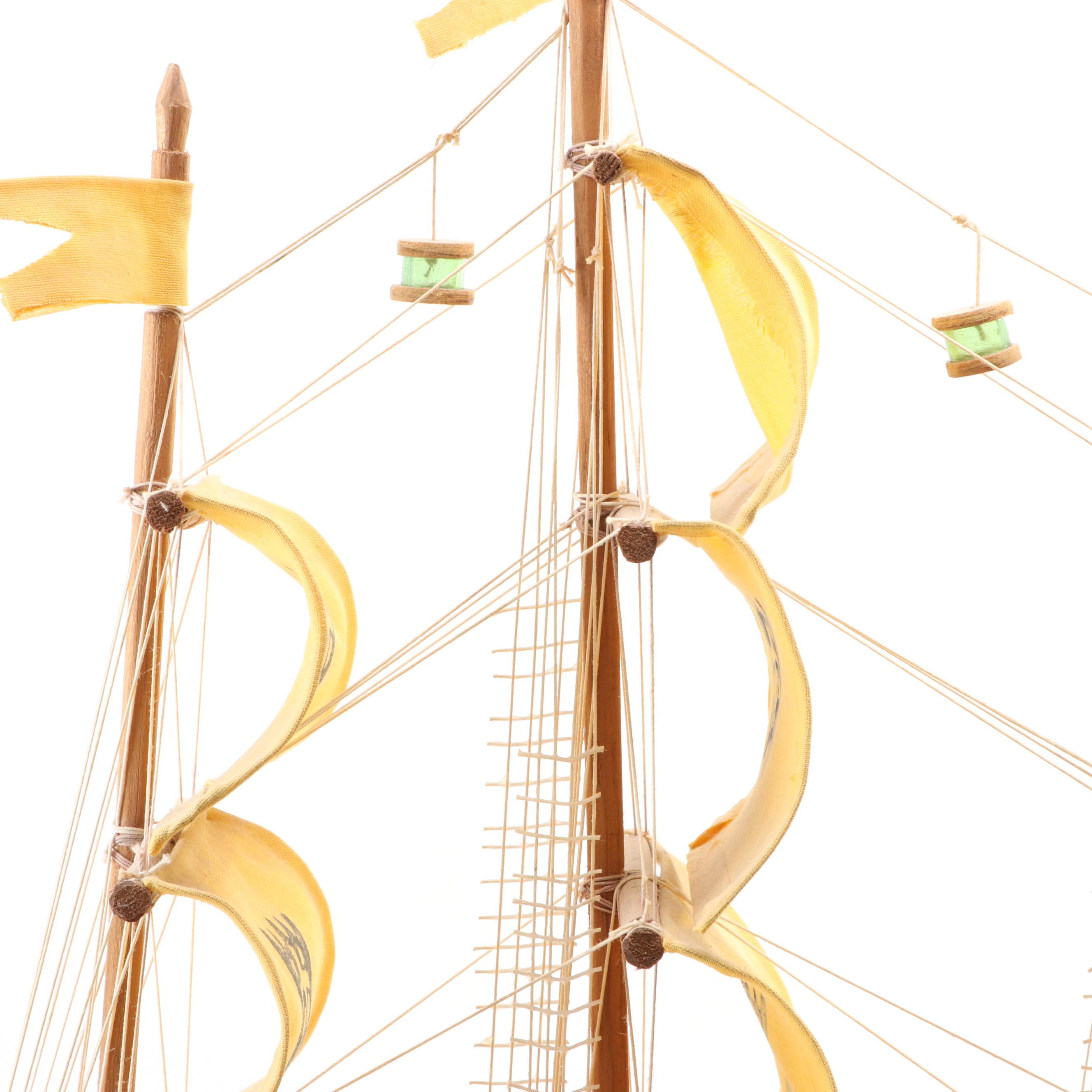 Wooden Model Galleon Ship, Mid to Late 20th Century