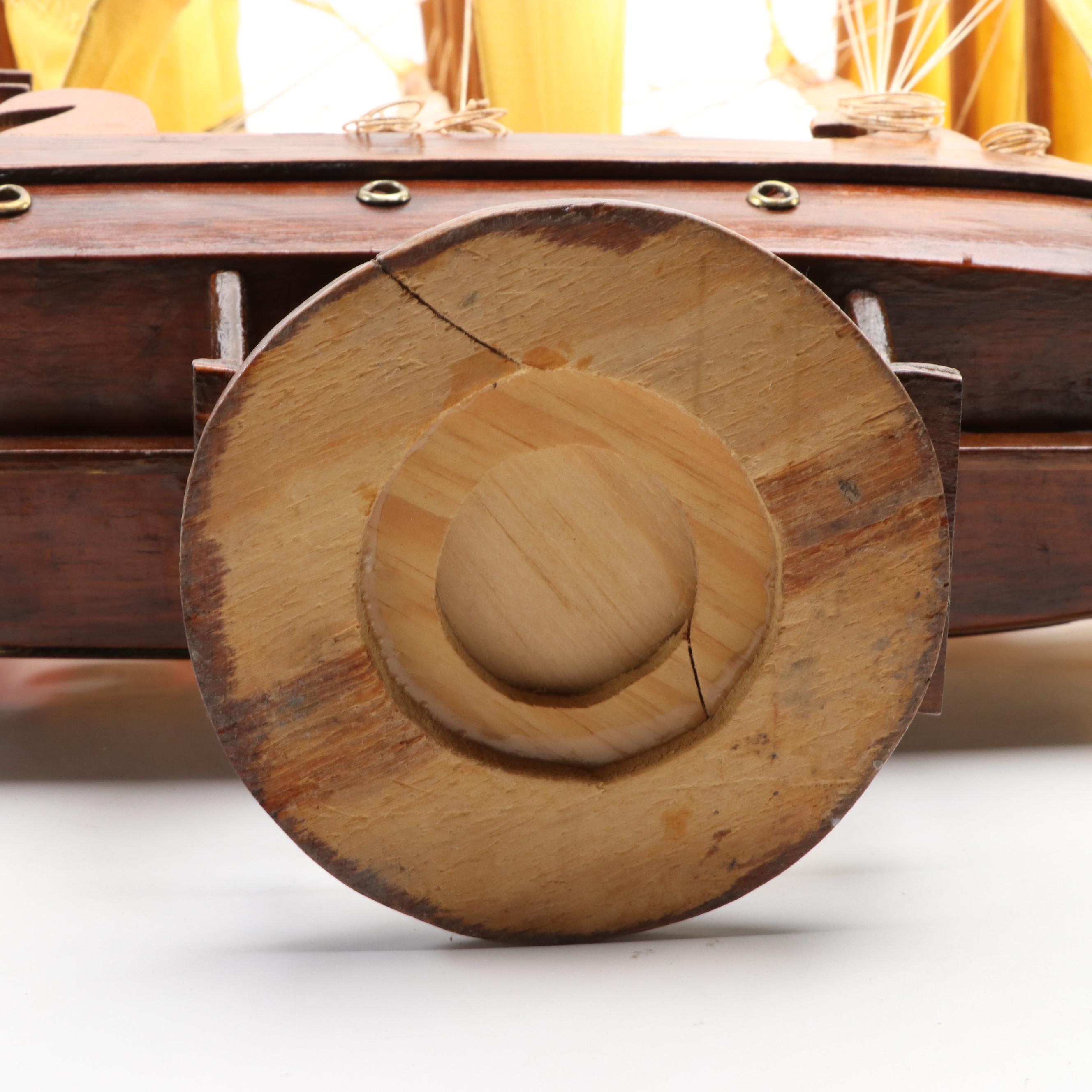 Wooden Model Galleon Ship, Mid to Late 20th Century