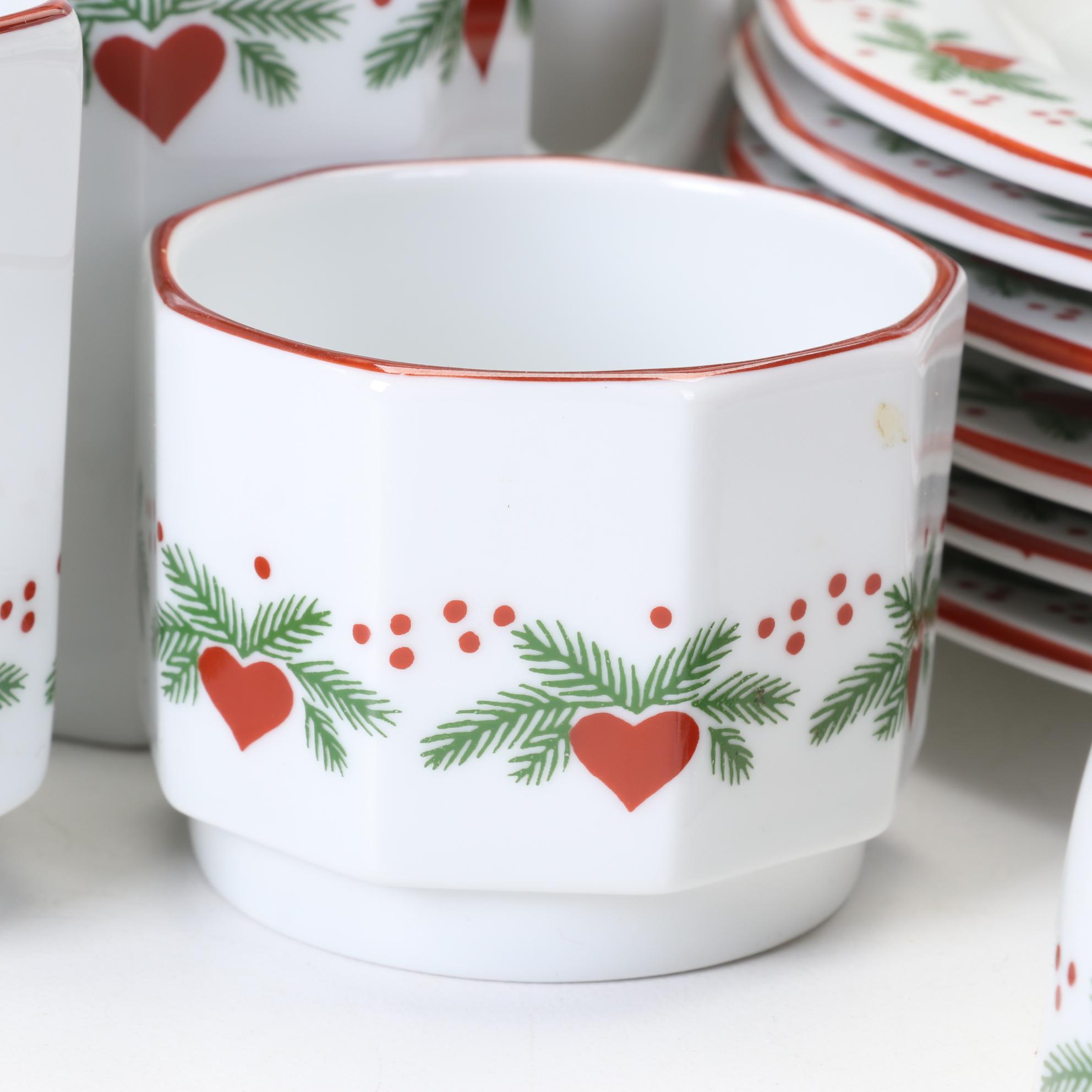 Porsgrund "Hearts and Pines" Glassware, Porcelain Dinnerware, and More, 1982