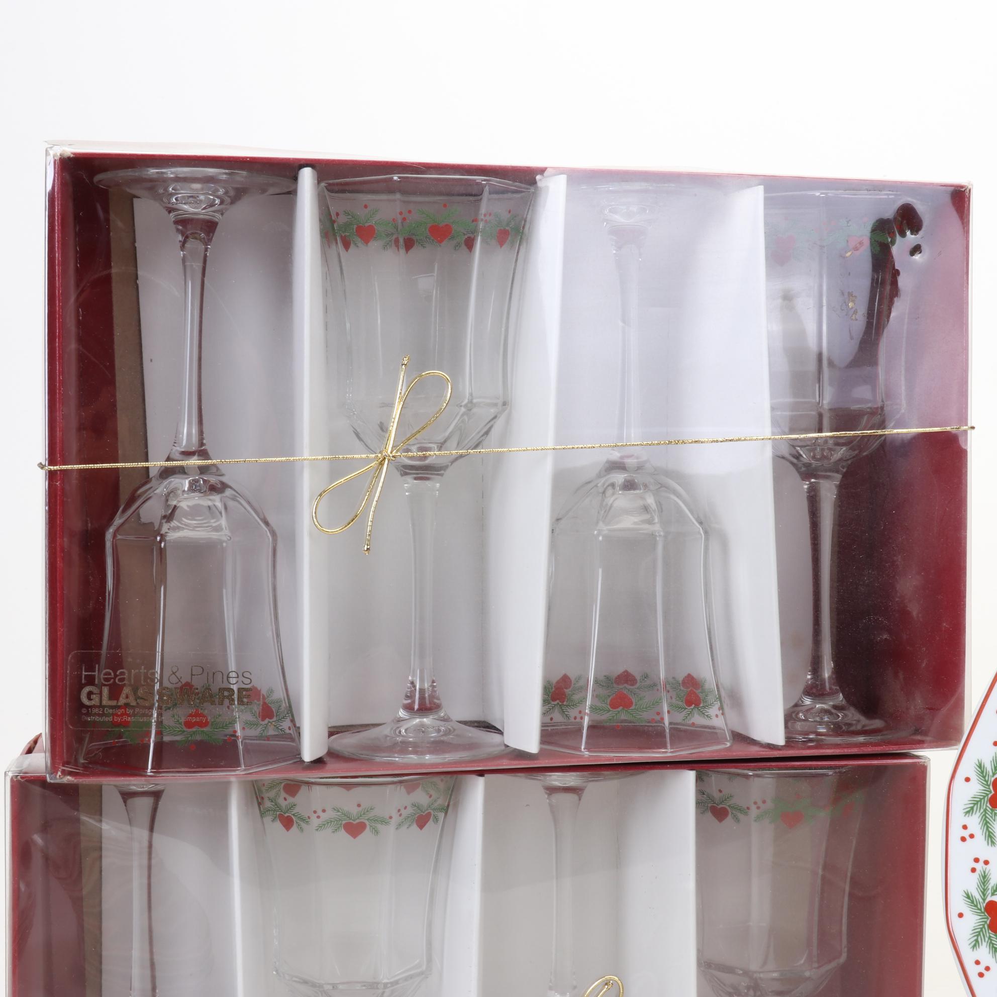 Porsgrund "Hearts and Pines" Glassware, Porcelain Dinnerware, and More, 1982