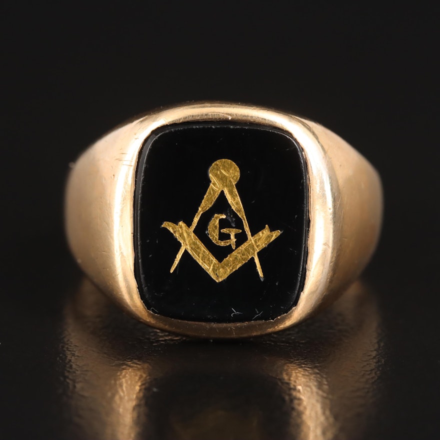 10K Black Onyx Masonic Band