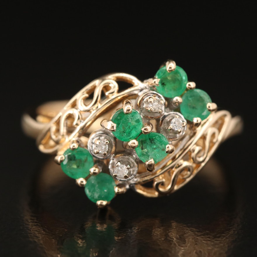 14K Emerald and Diamond Ring