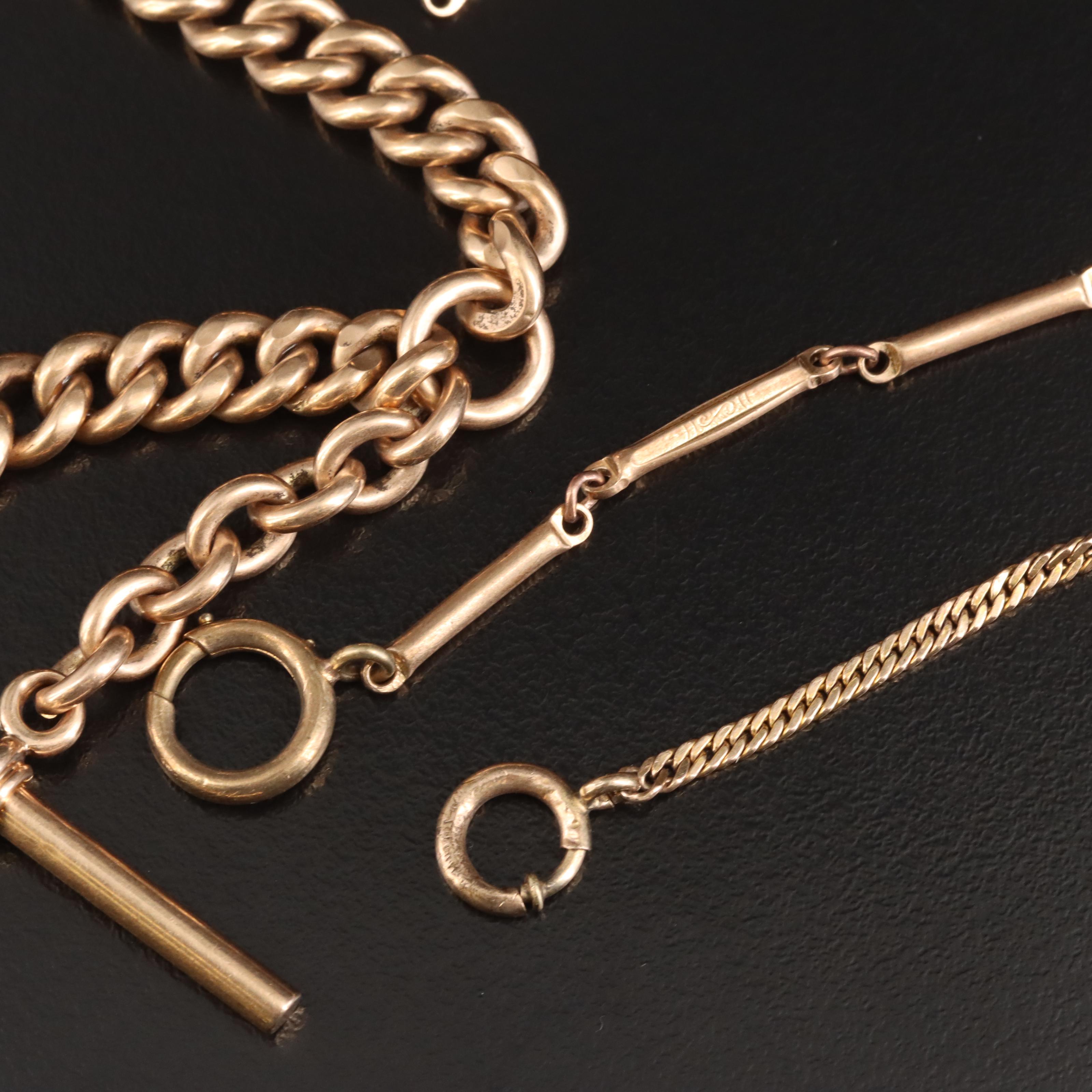 Antique and Vintage Watch Chains Including Rock Crystal Quartz and 14K