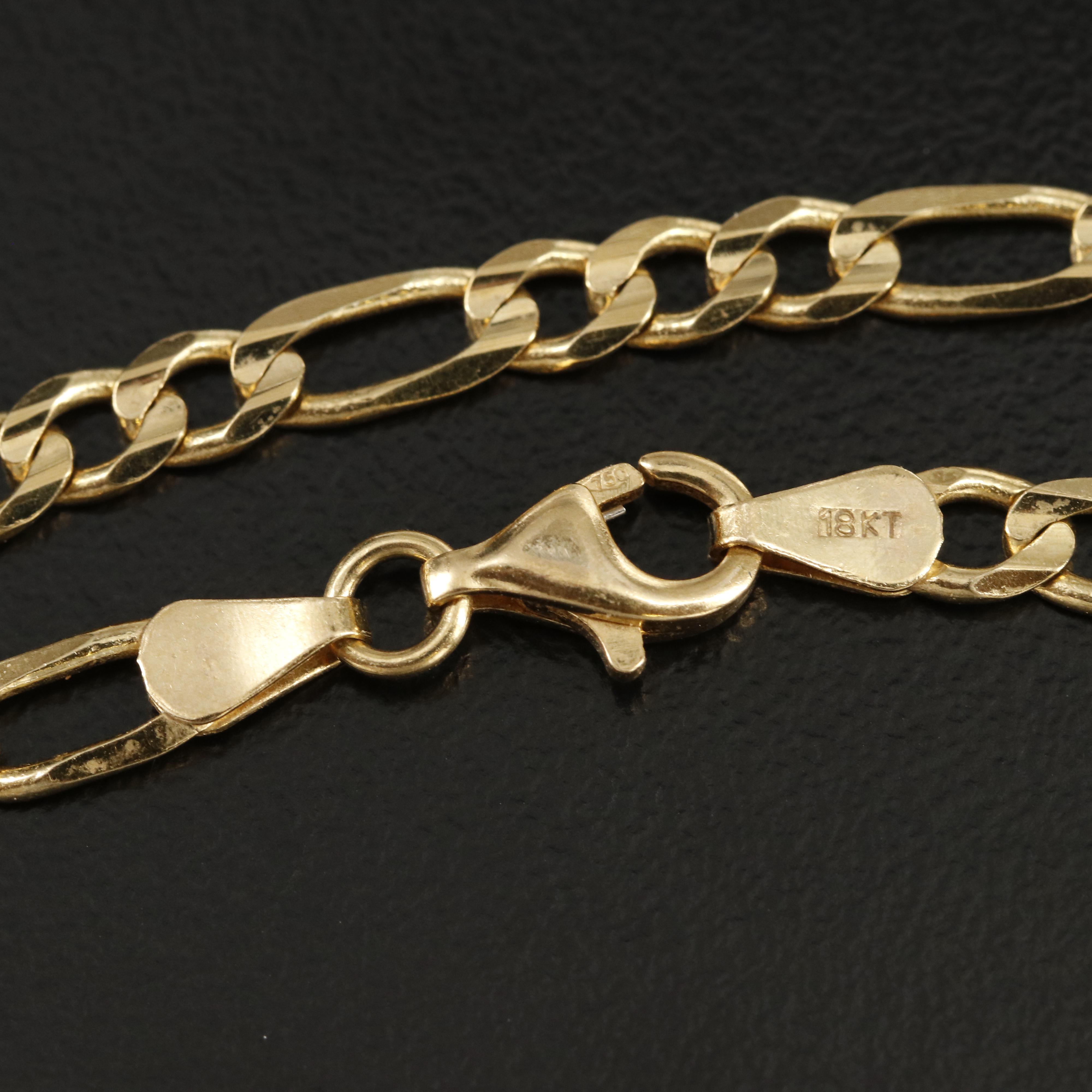 18K Figaro Chain Necklace