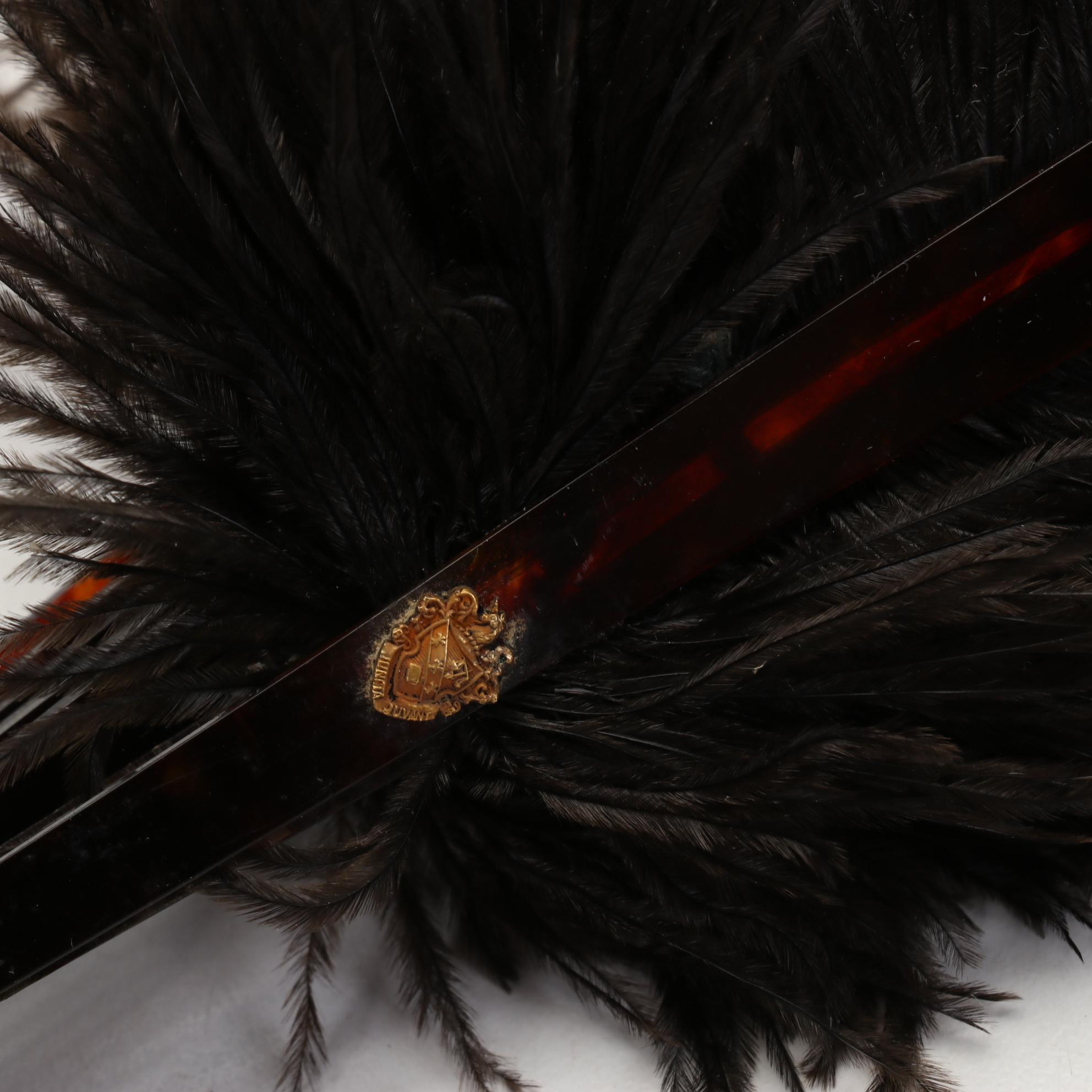 Ostrich Feather Folding Fan with Celluloid Sticks, Early to Mid-20th Century