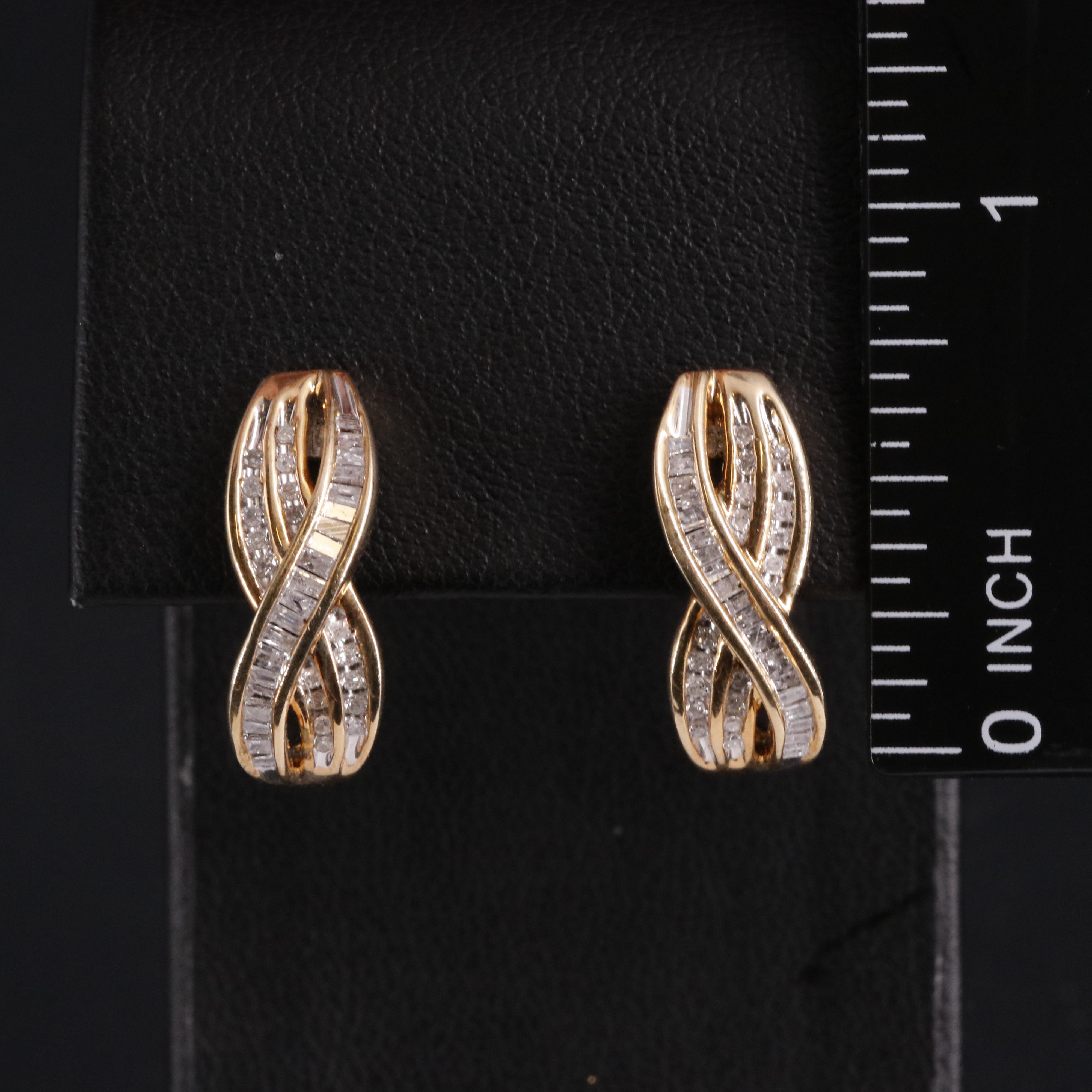 Gilt Sterling 0.51 CTW Diamond Crossover J-Hoop Earrings