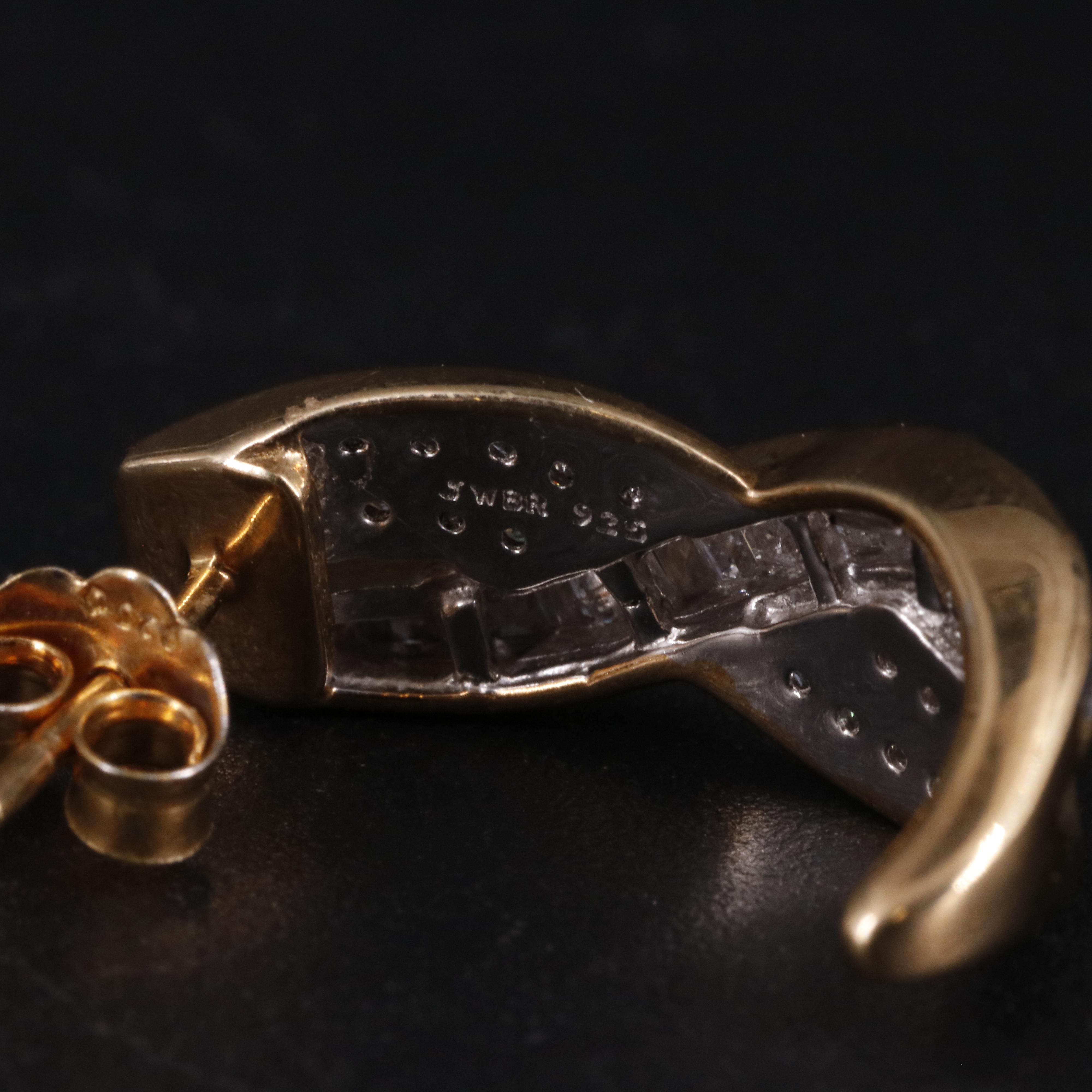 Gilt Sterling 0.51 CTW Diamond Crossover J-Hoop Earrings