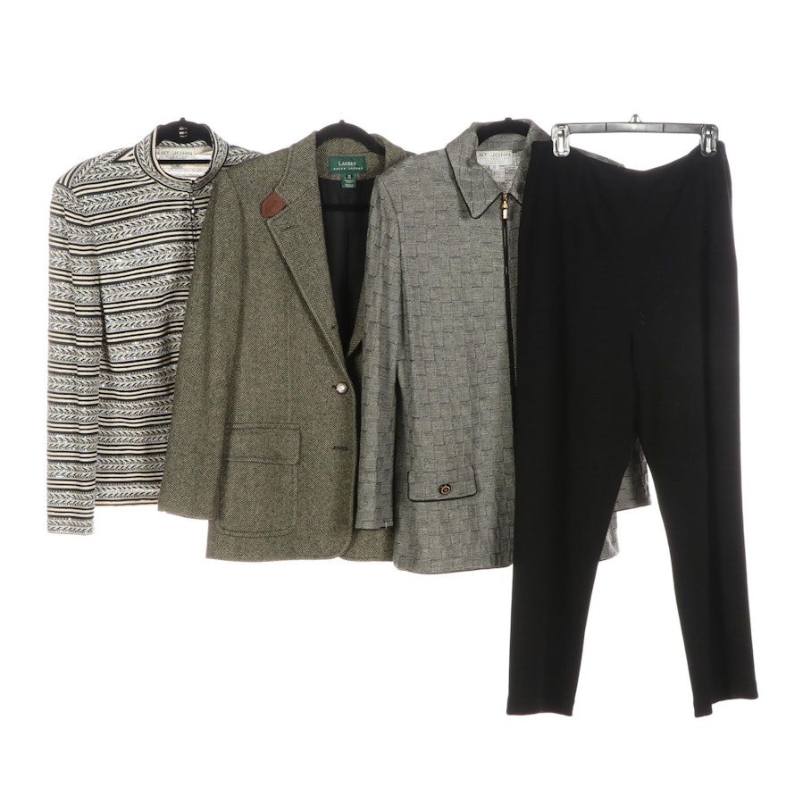 St. John Zip-Front Jackets and Pants with Lauren Ralph Lauren Wool Blazer