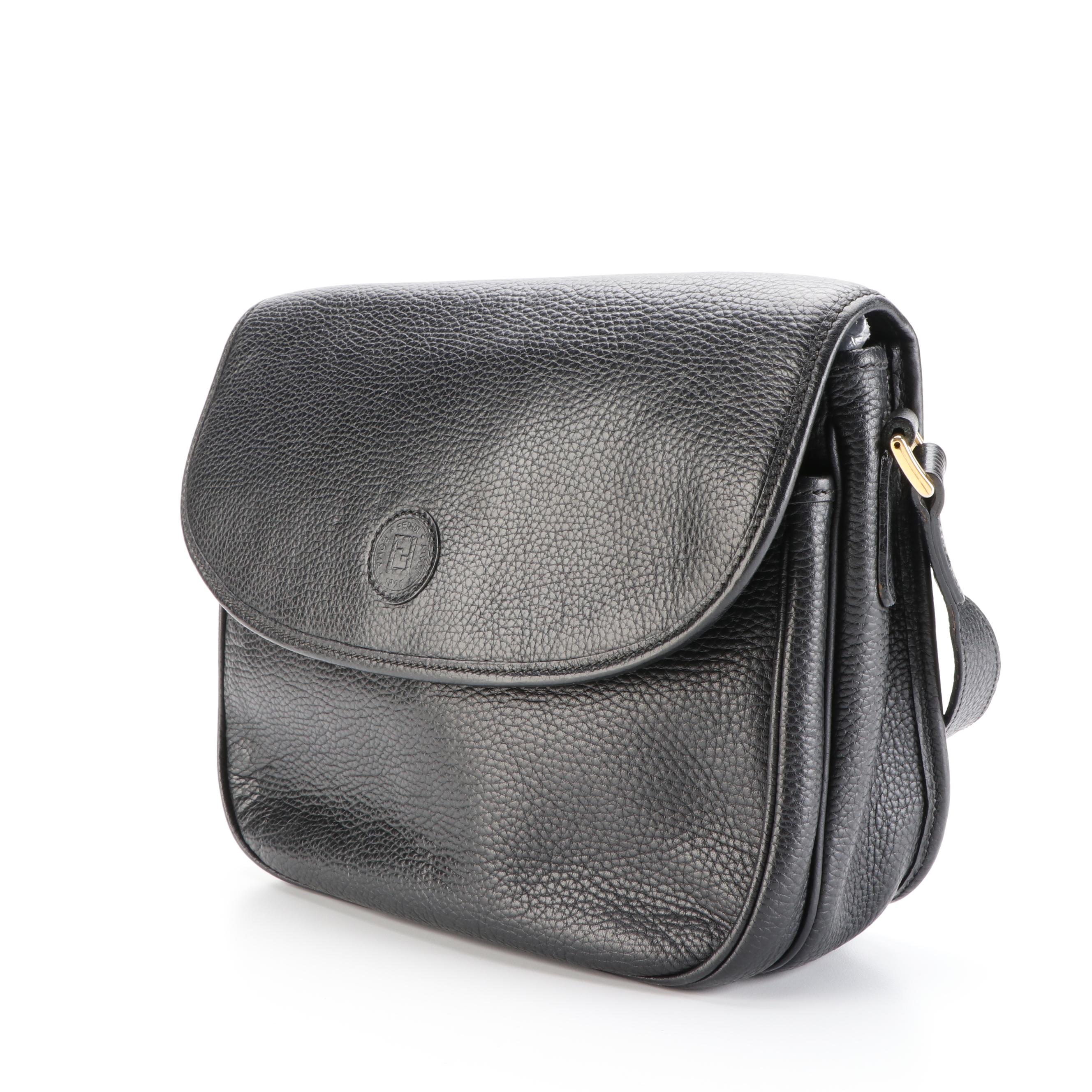 Fendi Flap Front Shoulder Bag in Grained Leather