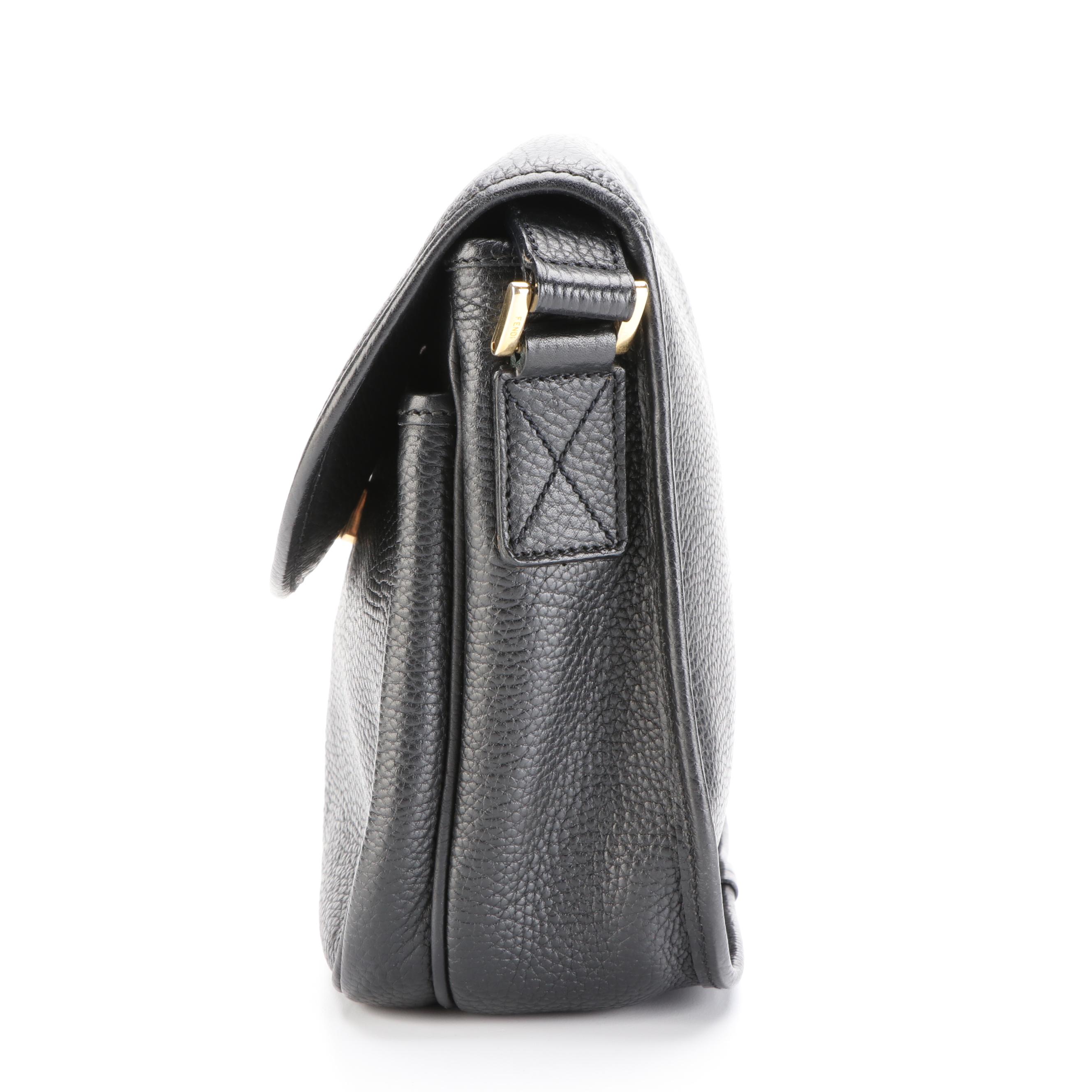 Fendi Flap Front Shoulder Bag in Grained Leather