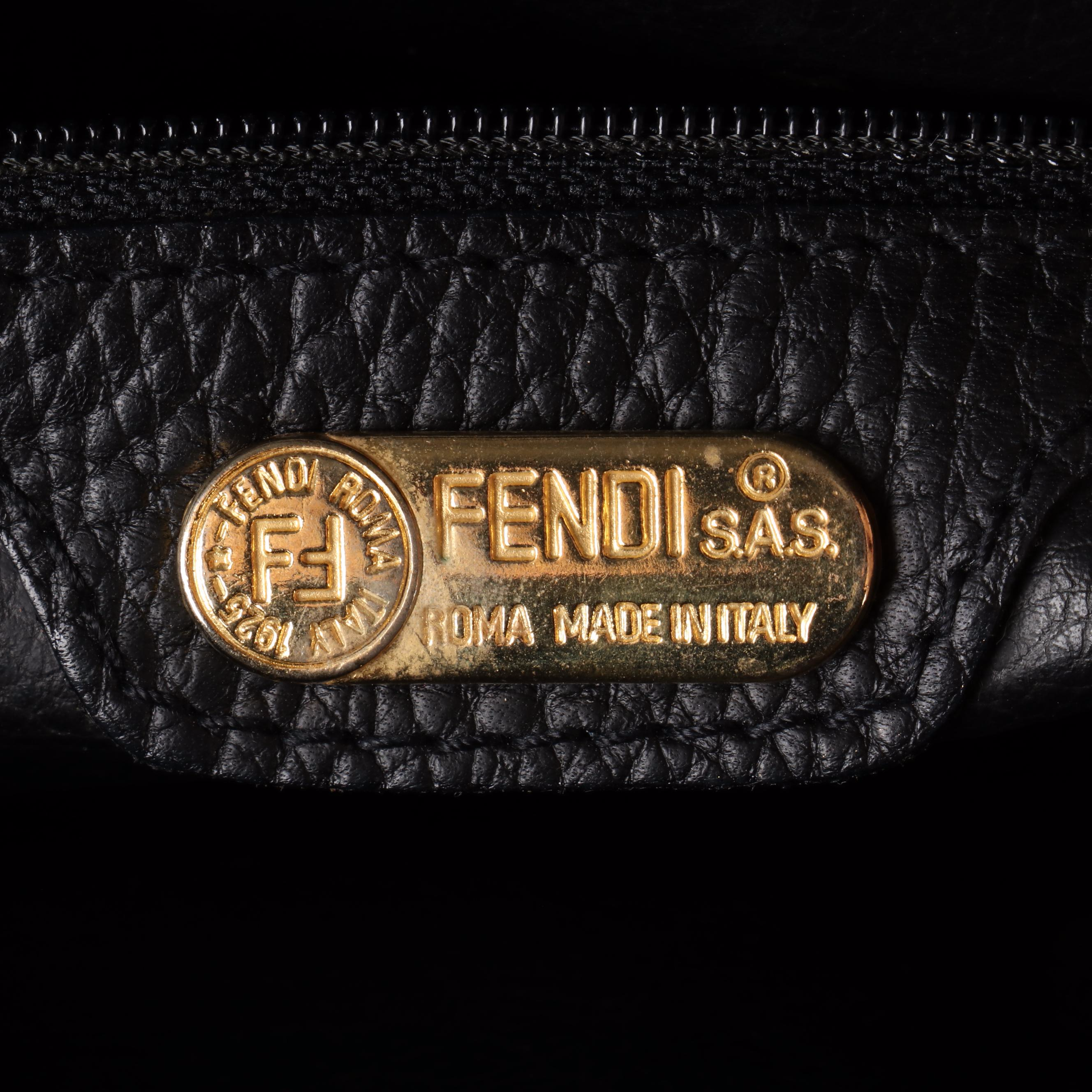 Fendi Flap Front Shoulder Bag in Grained Leather