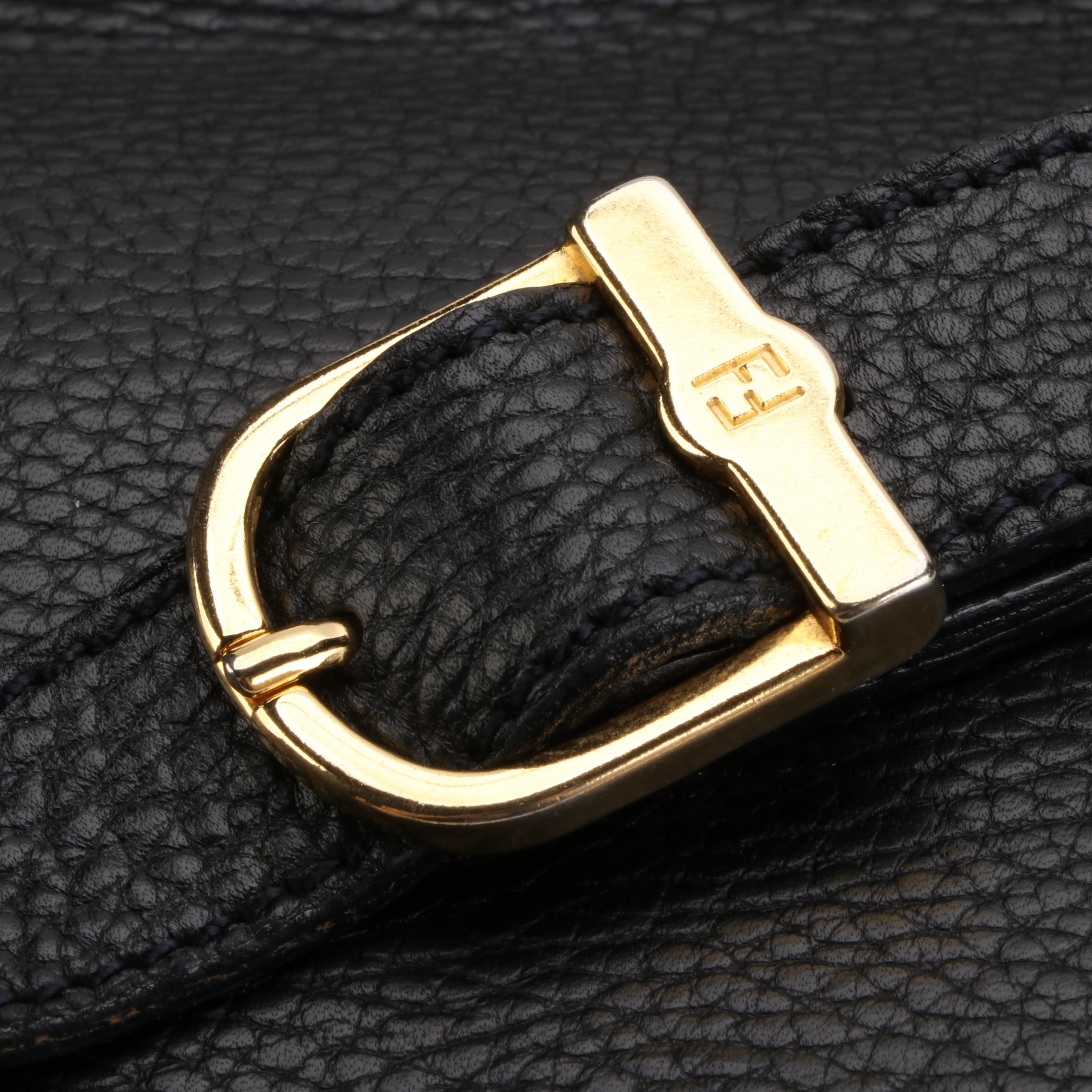 Fendi Flap Front Shoulder Bag in Grained Leather