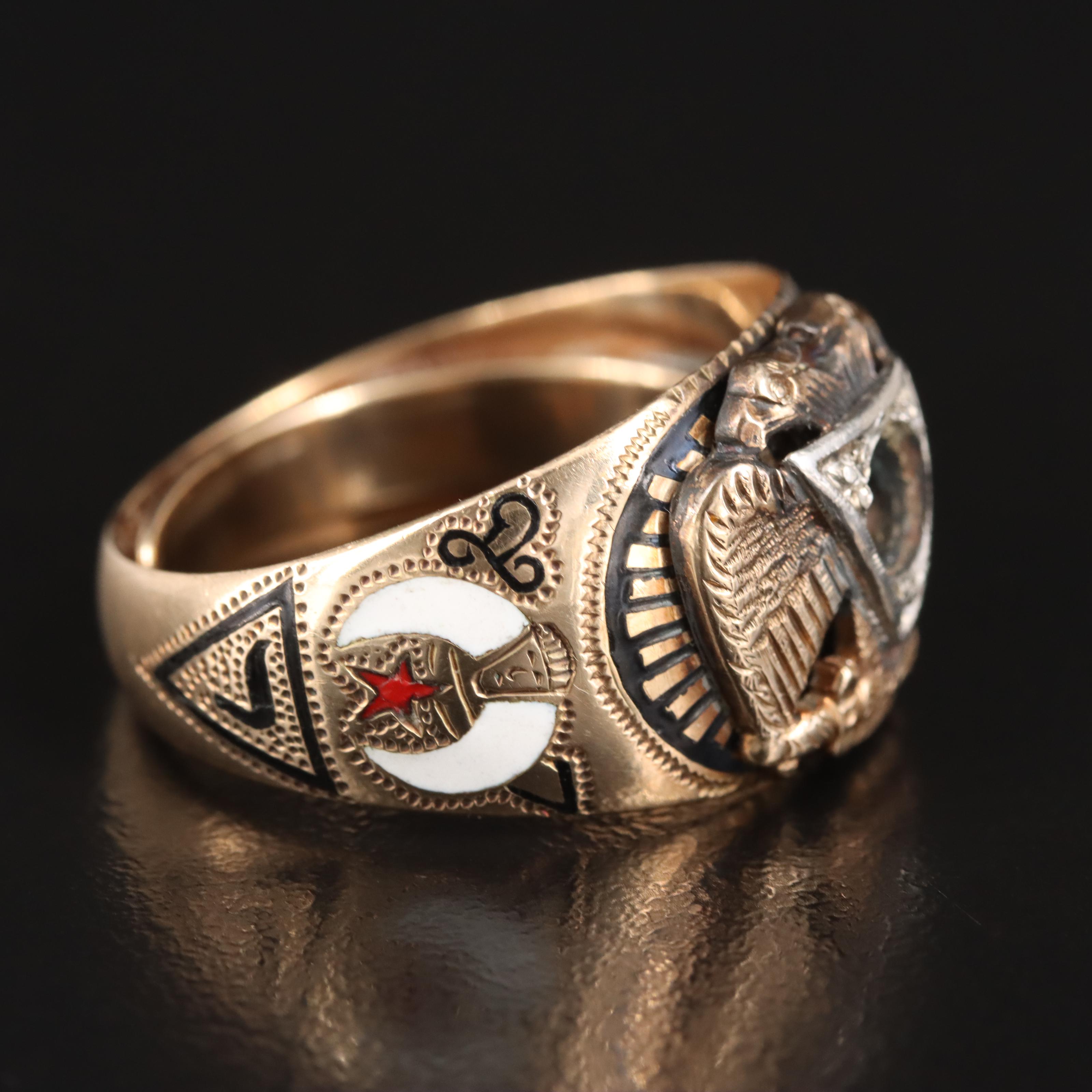 14K and Enamel Masonic Ring Mount