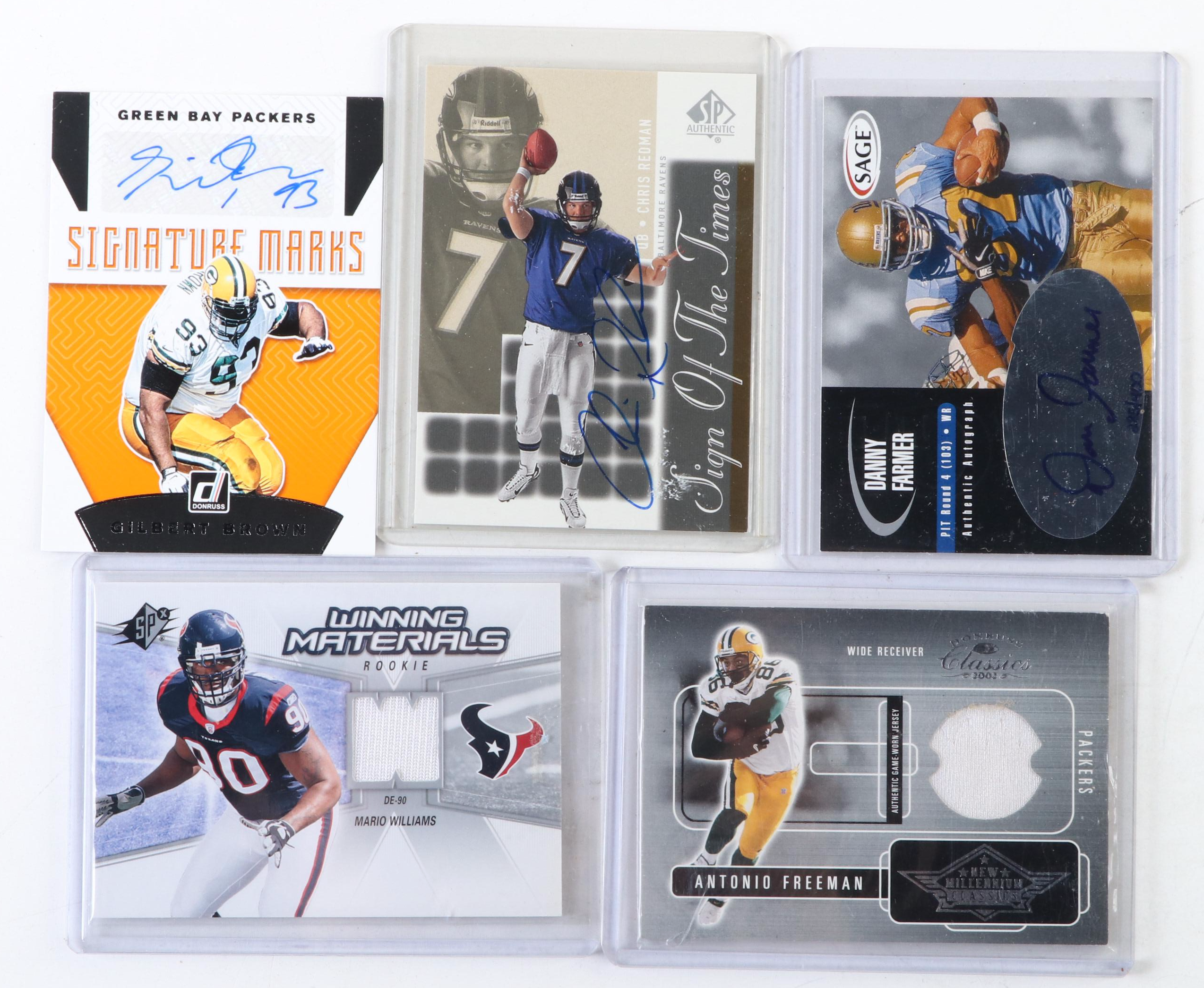 Donruss, More Signed and Relic Football Cards with Pittman, Redman, 1990s–2010s