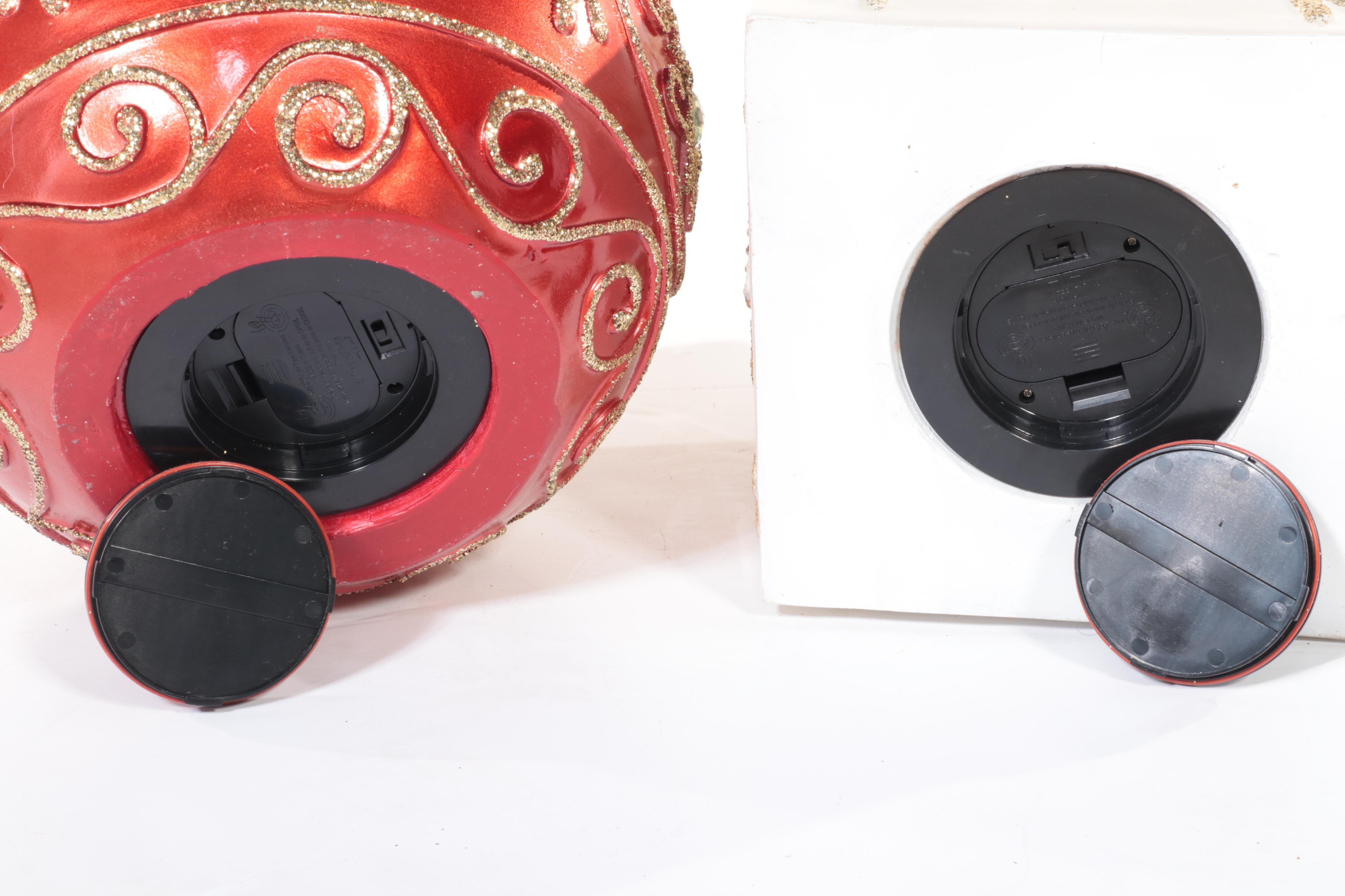 Illuminated Christmas Decor, Including Metal Santa Claus Statue