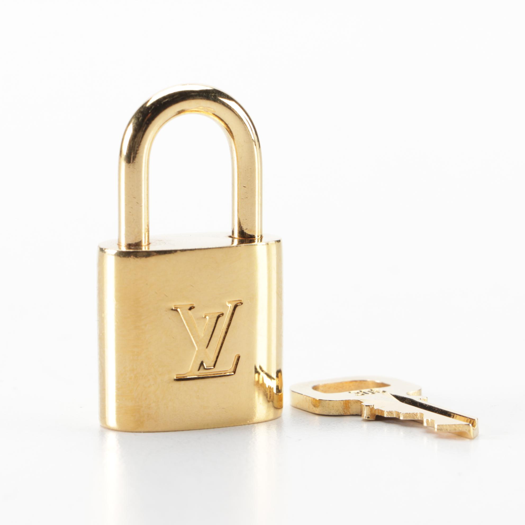 Louis Vuitton Brass Padlock and Key Set