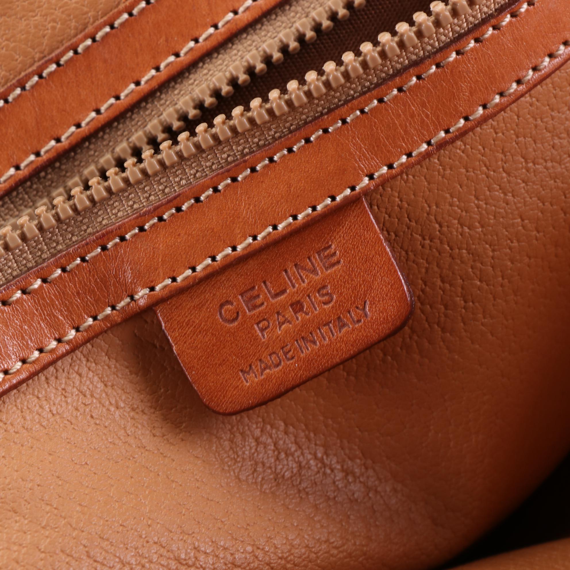 Celine Dome Satchel in Macadam Coated Canvas and Leather Trim