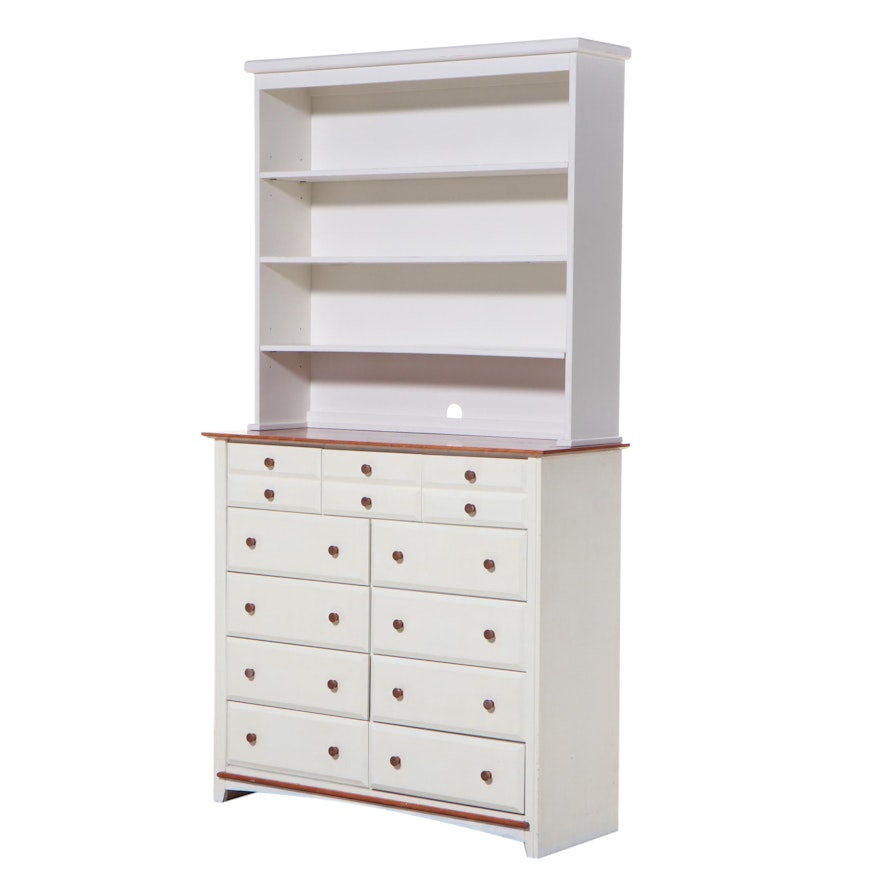 Shaker Style Parcel-Painted Eleven-Drawer Chest w/ Hutch, Incl. Ballard Designs